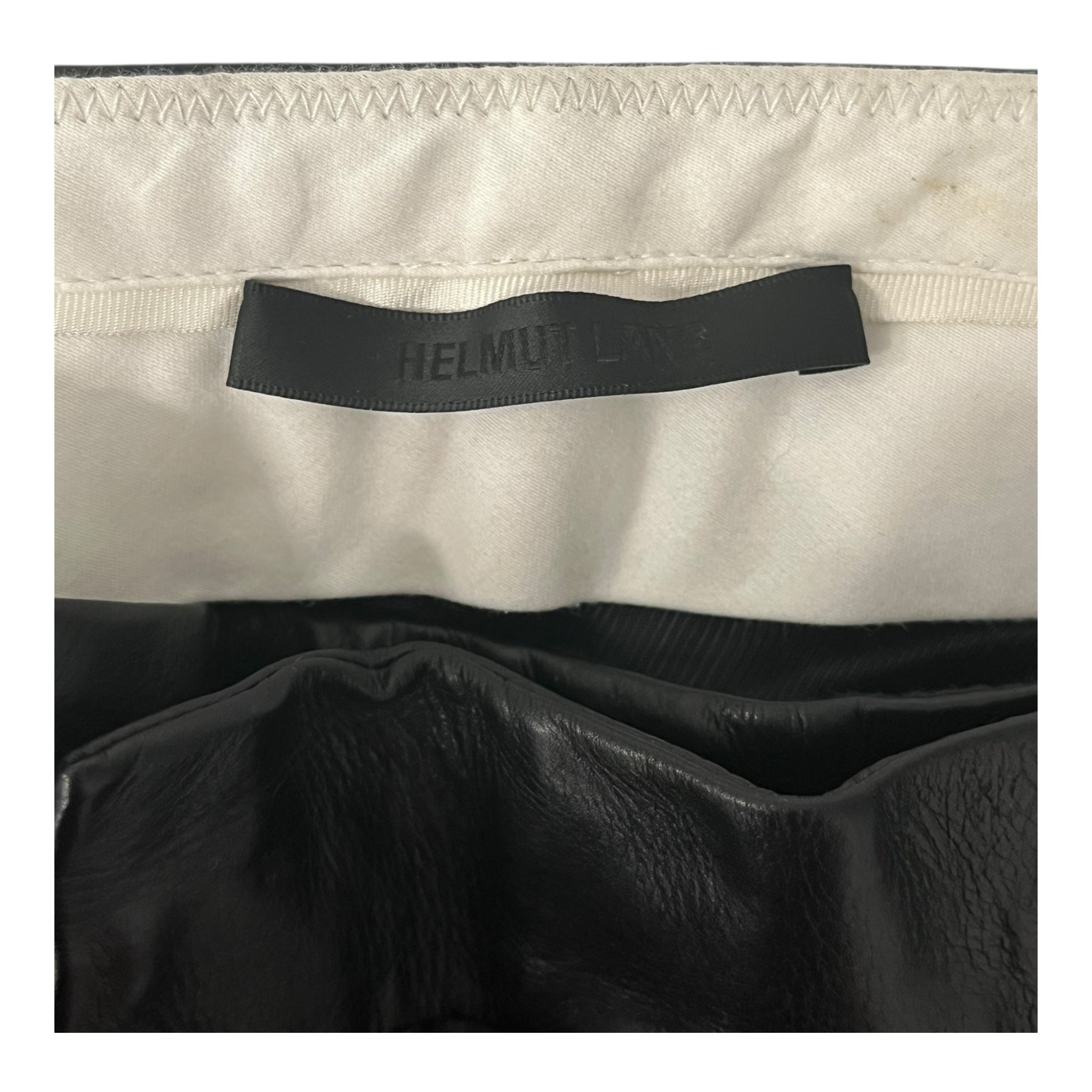 Helmut Lang/Straight Pants/2/Leather/BLK/COW LEATHER STRAIGHT LEG view 3