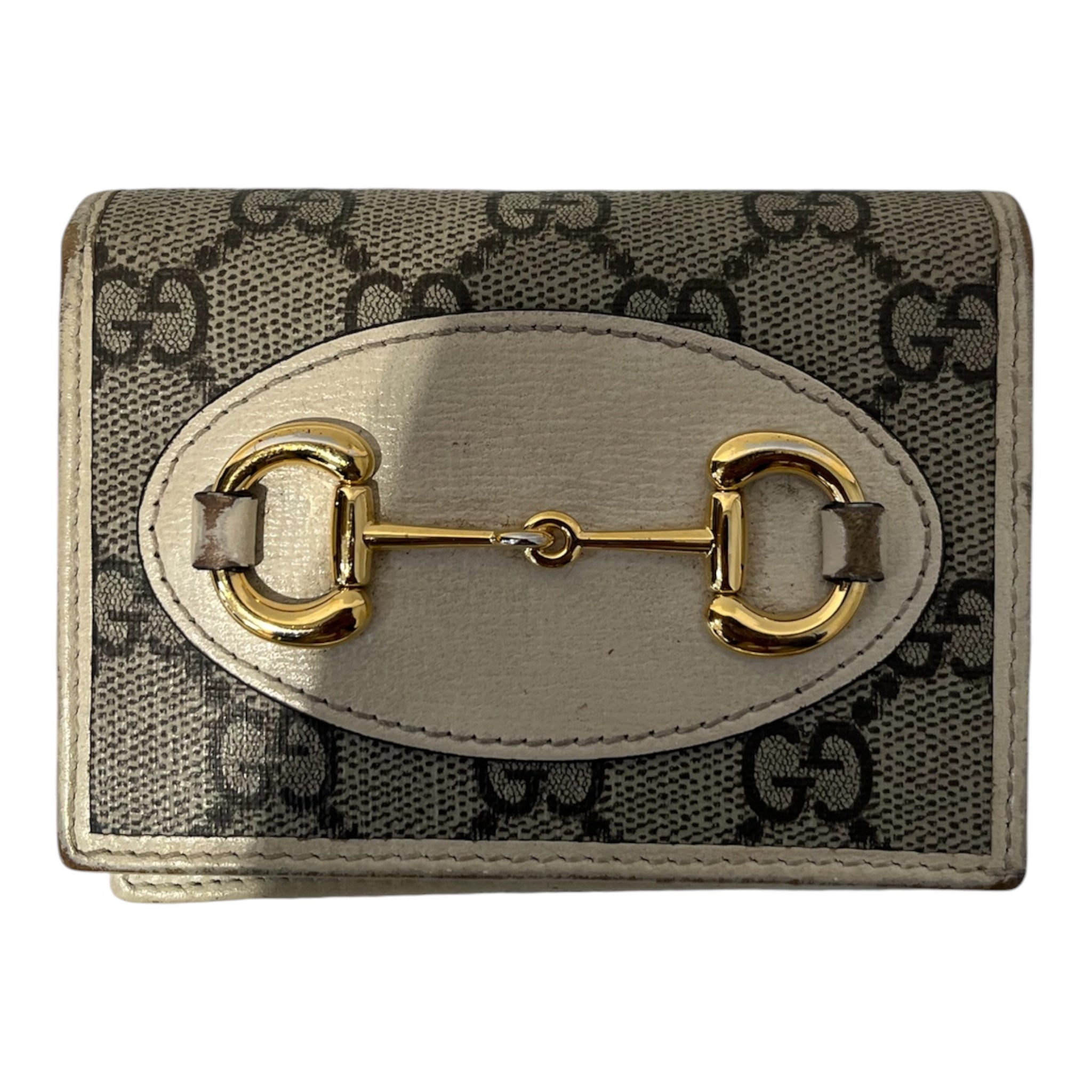 GUCCI/Bifold Wallet/Monogram/Leather/BEG/L's/HORSEBIT view 1