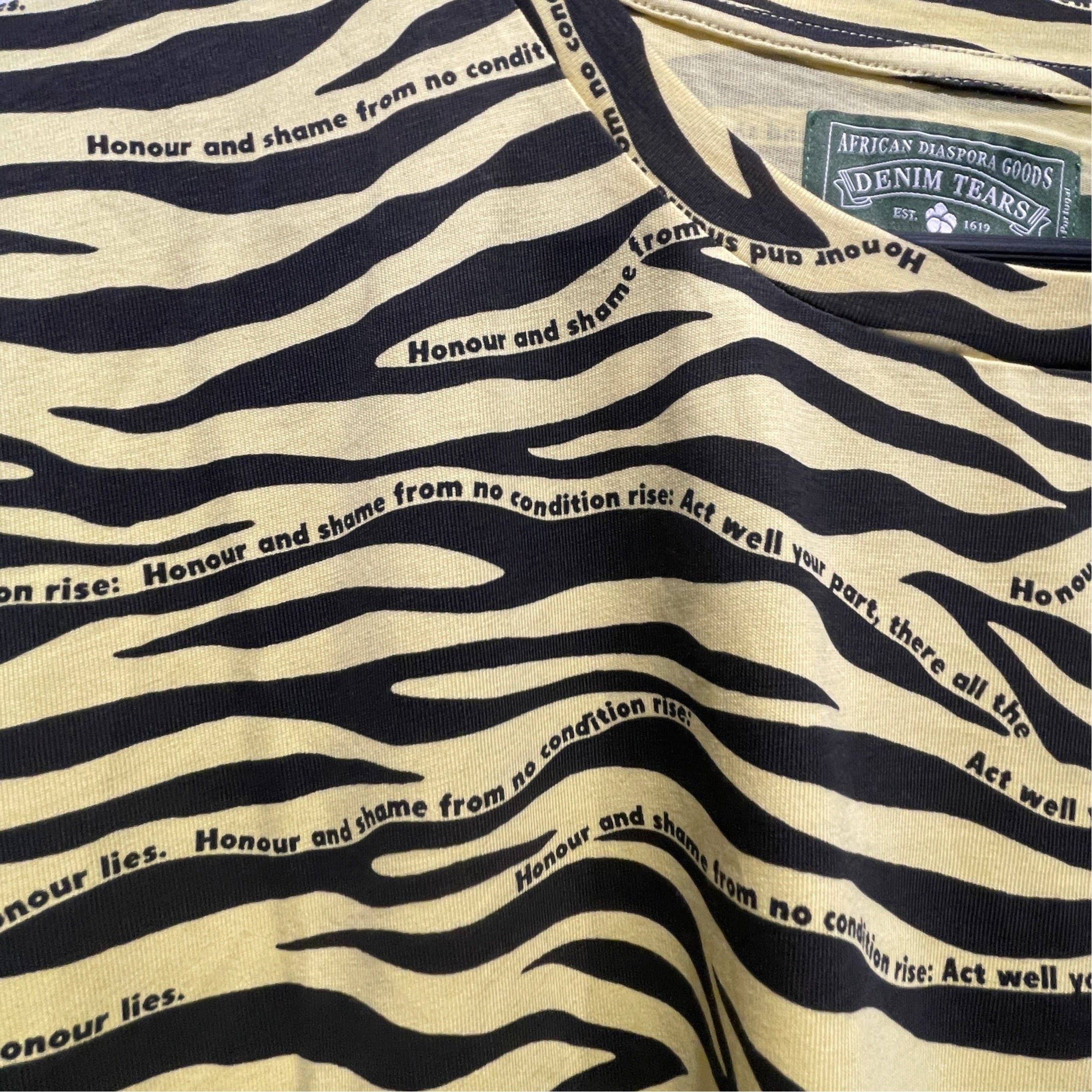 DENIM TEARS/T-Shirt/XXL/Cotton/YEL/All Over Print/Zebra Print Yellow Tee view 4