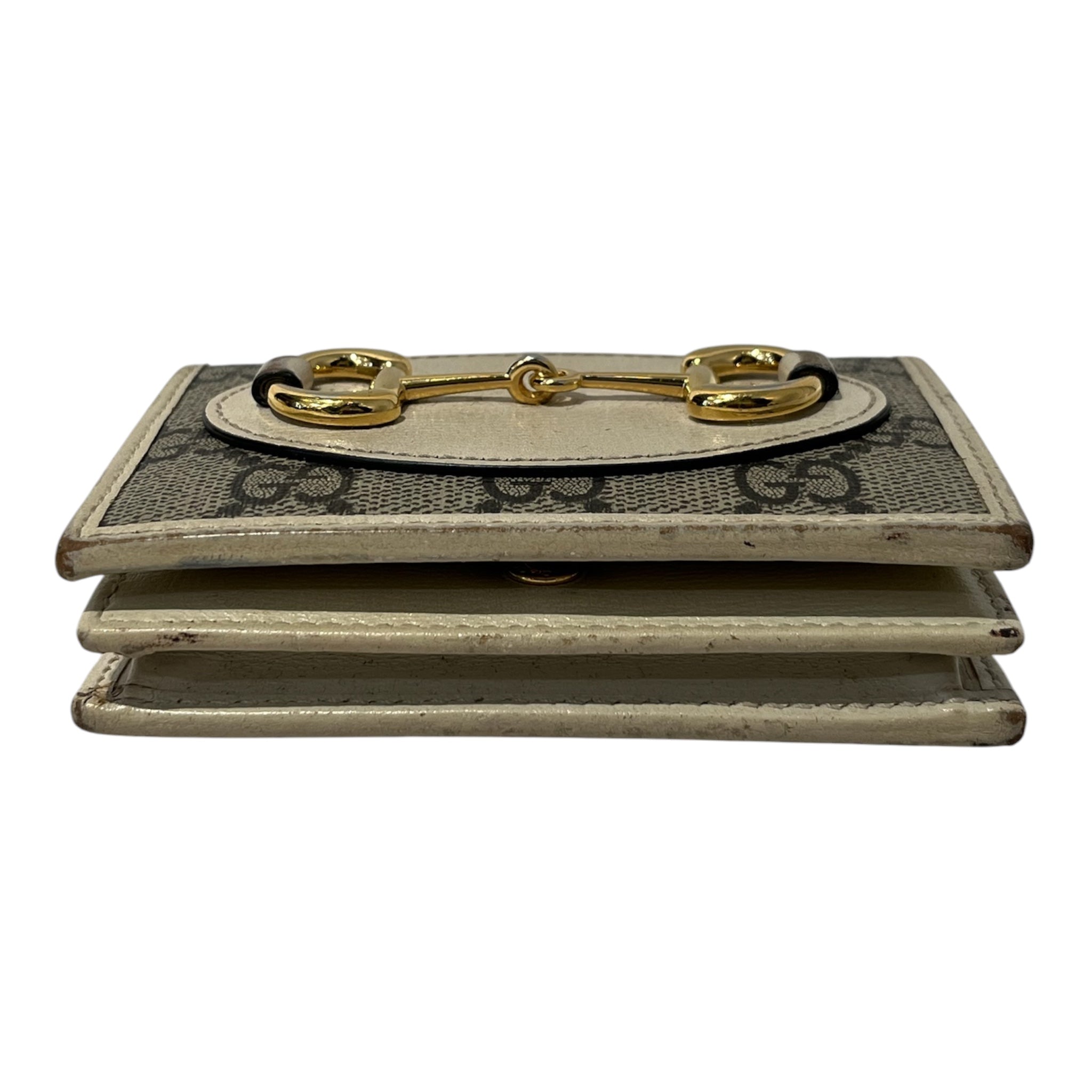GUCCI/Bifold Wallet/Monogram/Leather/BEG/L's/HORSEBIT view 3