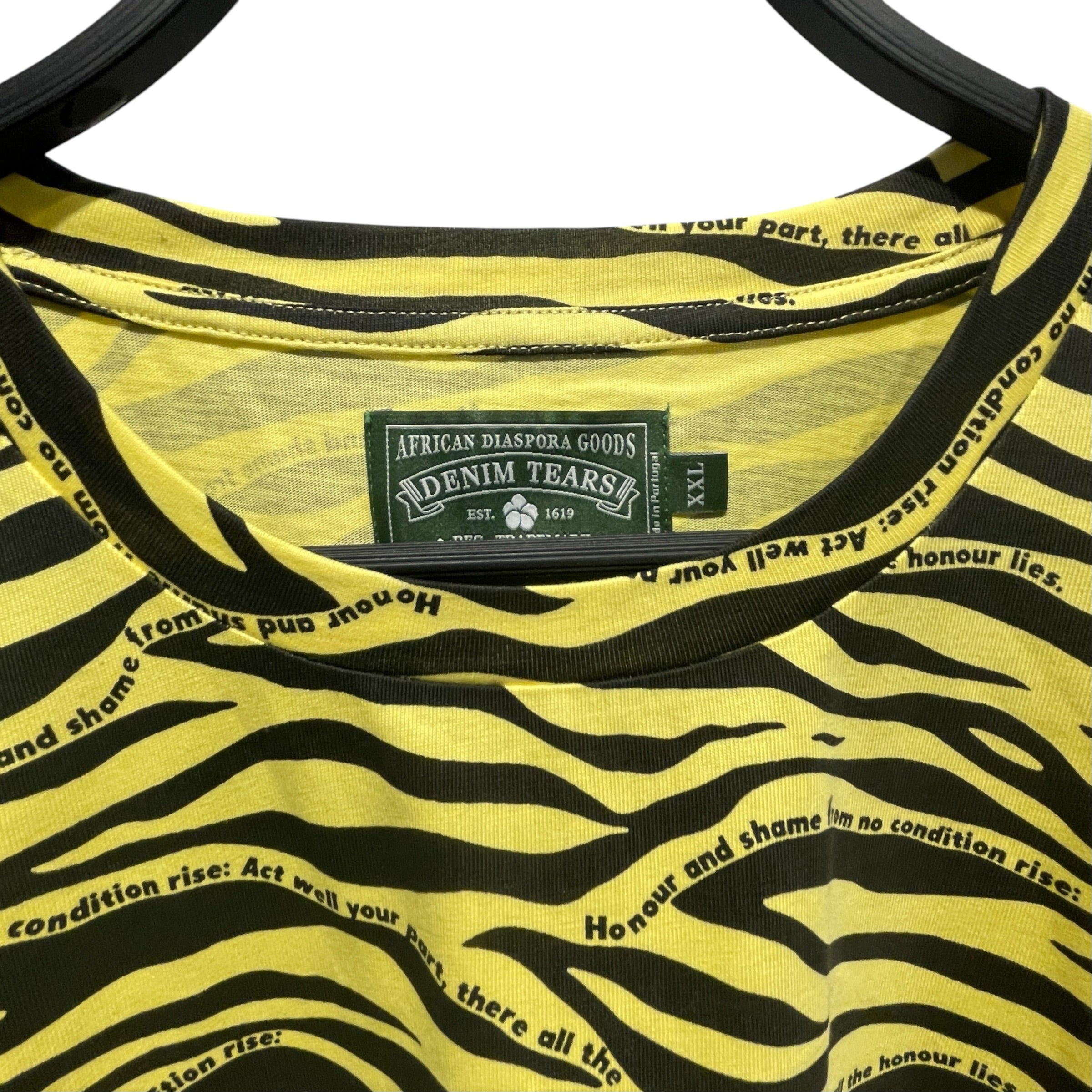 DENIM TEARS/T-Shirt/XXL/Cotton/YEL/All Over Print/Zebra Print Yellow Tee view 2