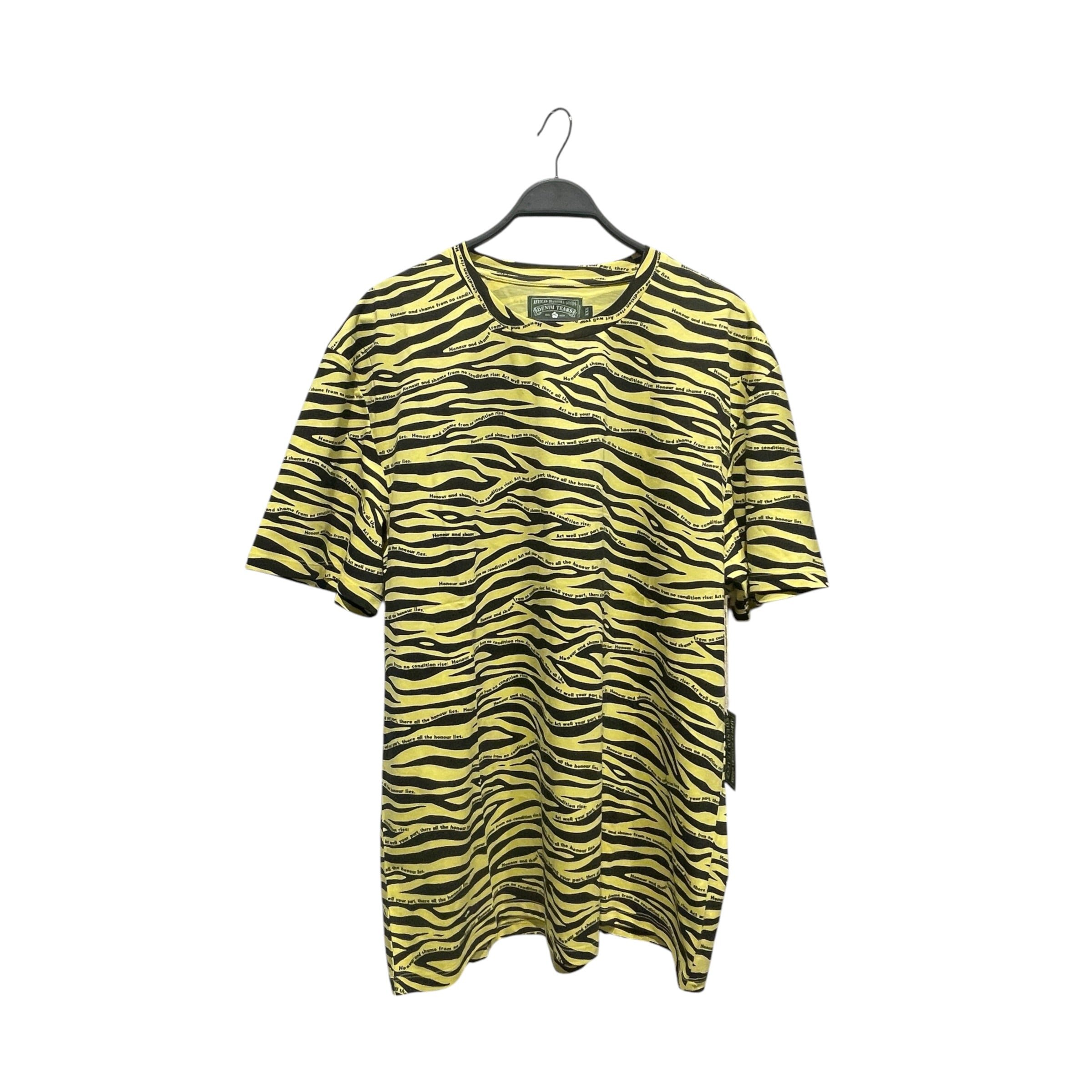 DENIM TEARS/T-Shirt/XXL/Cotton/YEL/All Over Print/Zebra Print Yellow Tee view 1
