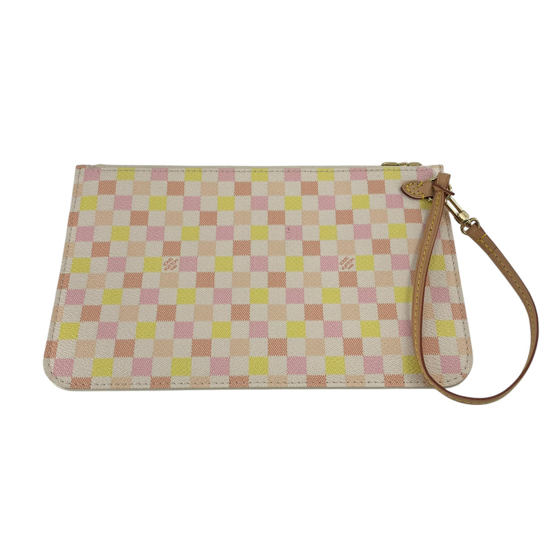 LOUIS VUITTON/Clutch Bag/Hombre Check/Leather/PNK/PINK/YELLOW WRISTLET