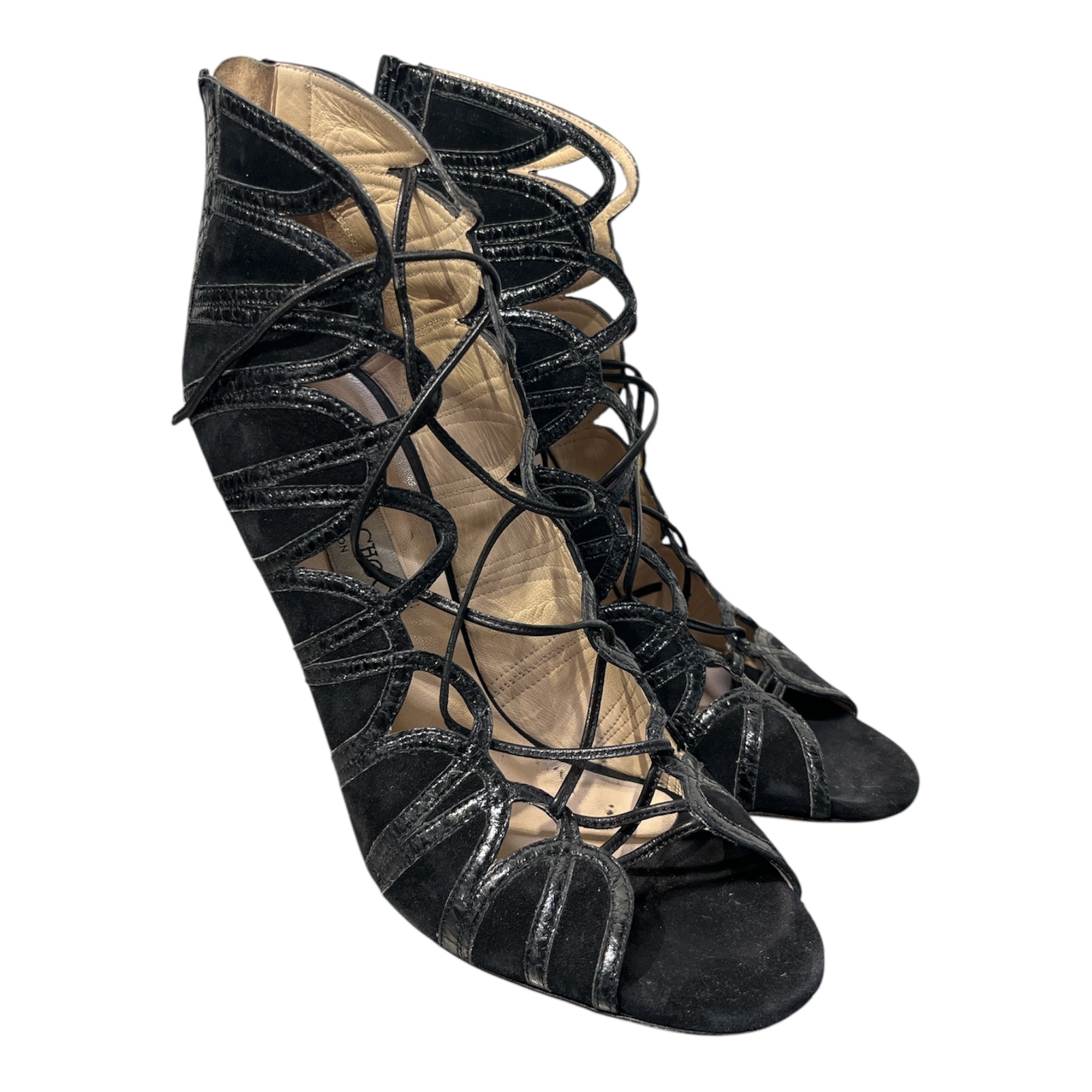 JIMMY CHOO/Heels/EU 40/Leather/BLK/SUEDE AND PATENT LEATHER view 1