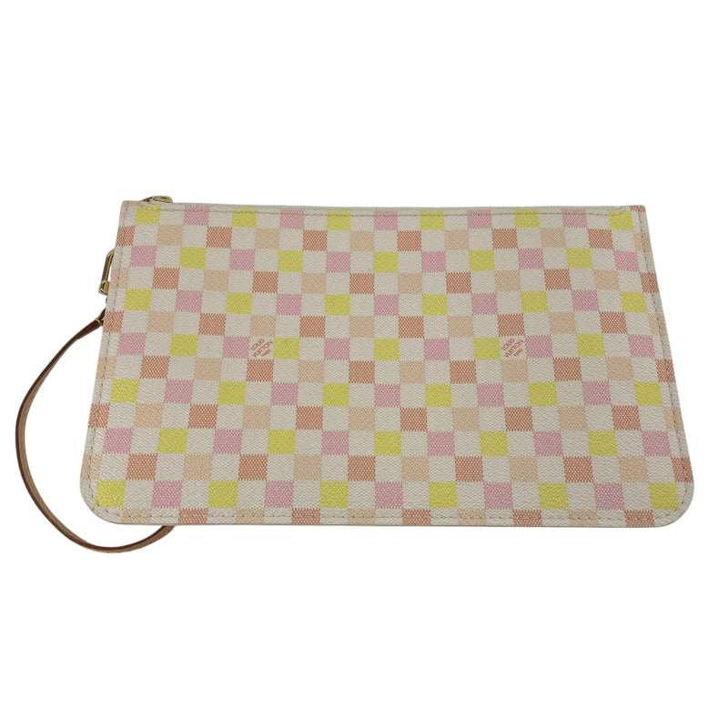 LOUIS VUITTON/Clutch Bag/Hombre Check/Leather/PNK/PINK/YELLOW WRISTLET