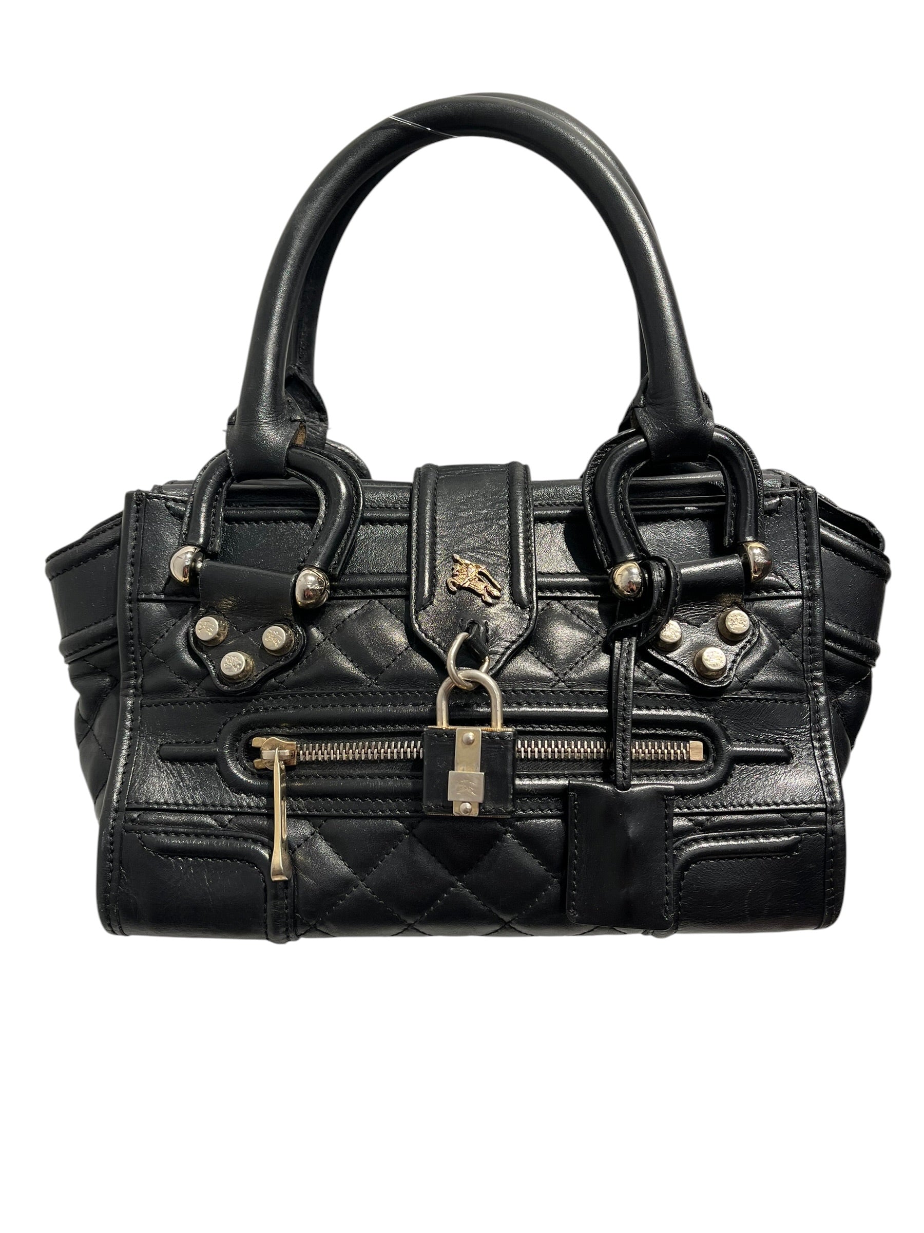BURBERRY/Hand Bag/Leather/BLK/Quilted Leather Manor view 1