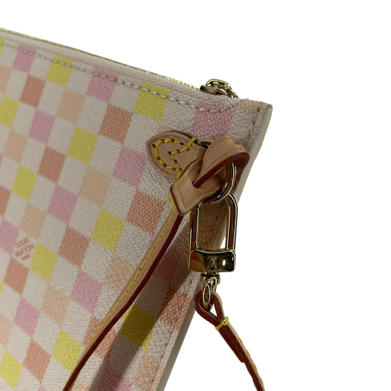 LOUIS VUITTON/Clutch Bag/Hombre Check/Leather/PNK/PINK/YELLOW WRISTLET