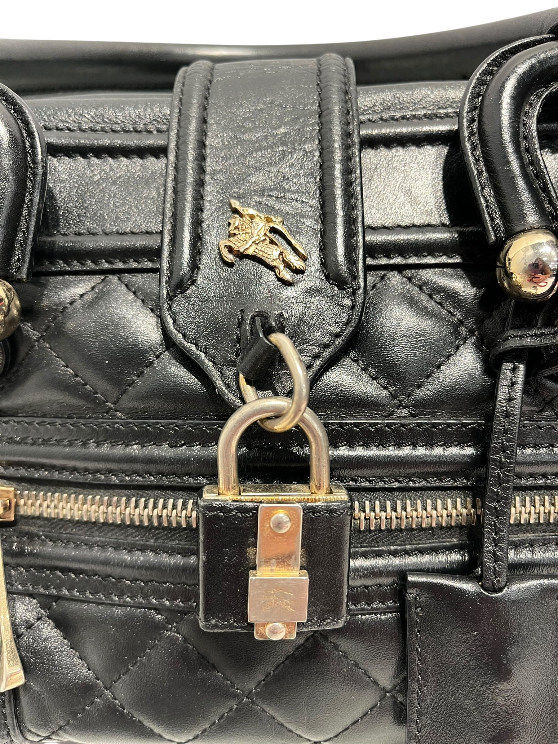 BURBERRY/Hand Bag/Leather/BLK/Quilted Leather Manor view 7