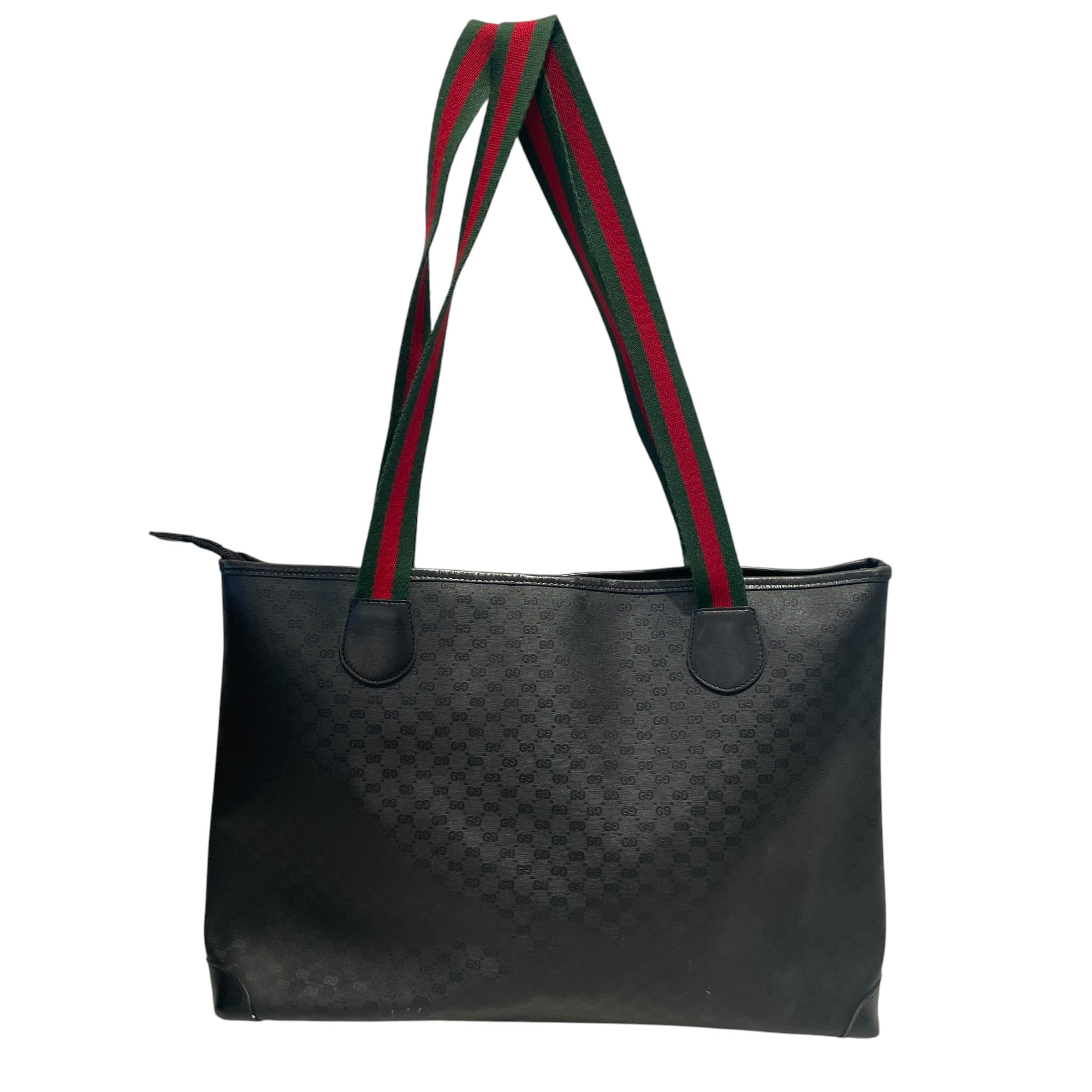 GUCCI/Tote Bag/Monogram/BLK/canvas tote red/green straps view 2