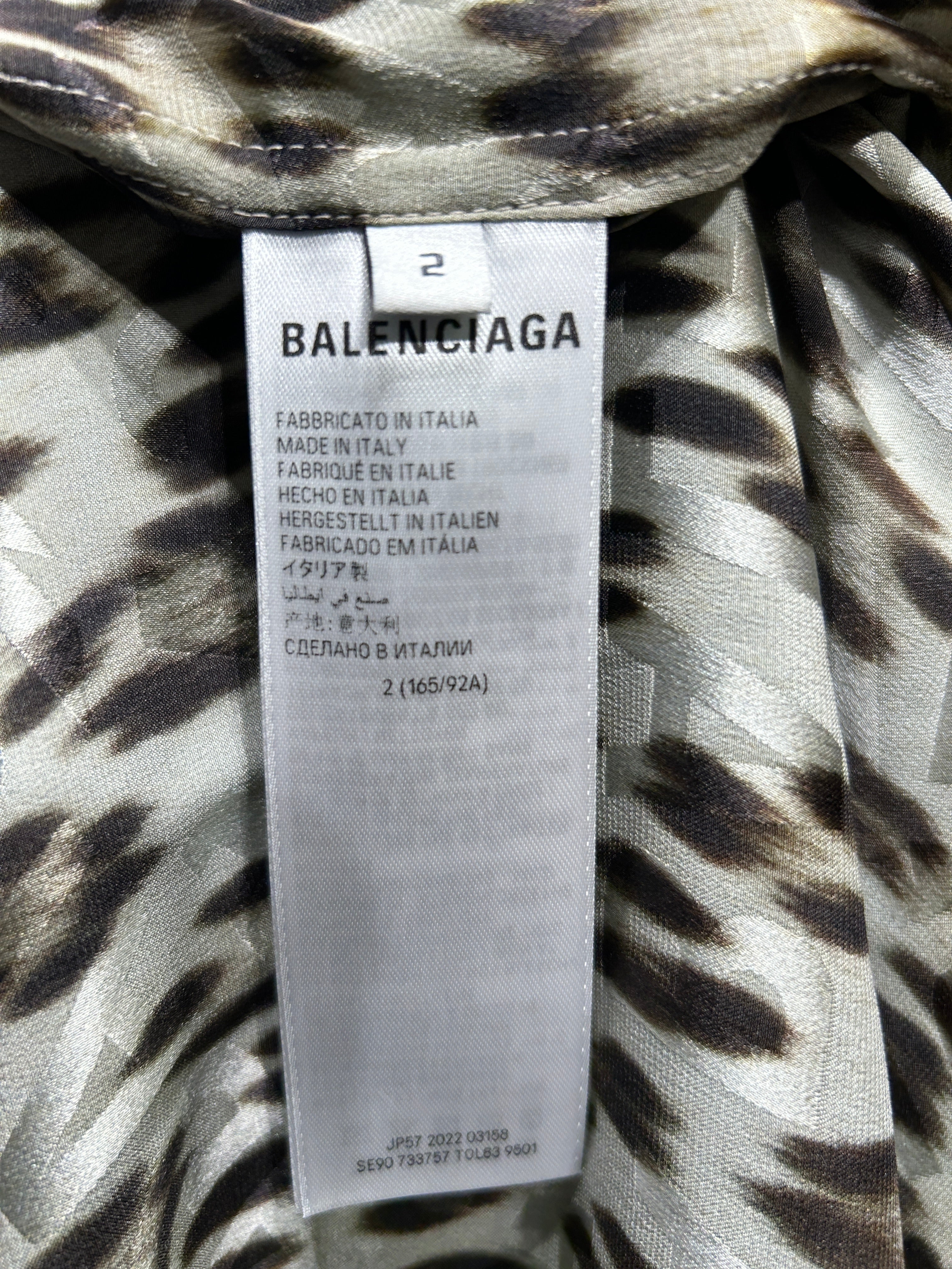 BALENCIAGA/LS Shirt/3/Silk/BRW/Animal Pattern/ view 4