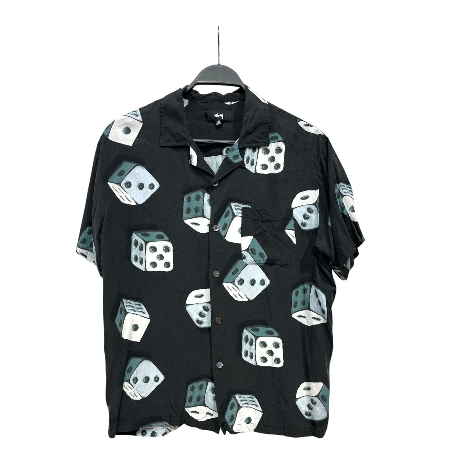 STUSSY/SS Shirt/M/BLK/All Over Print/DICE view 1