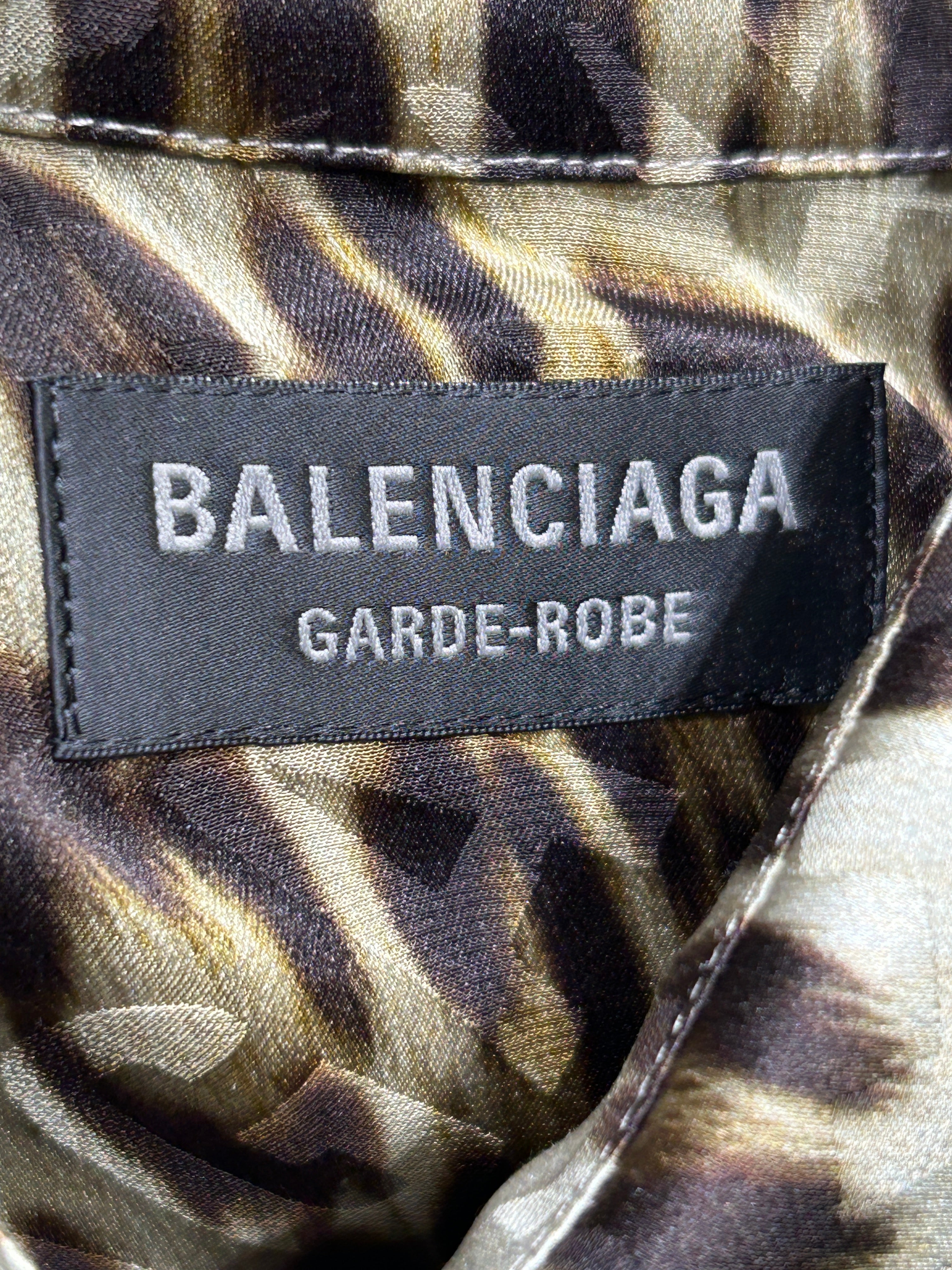 BALENCIAGA/LS Shirt/3/Silk/BRW/Animal Pattern/ view 3