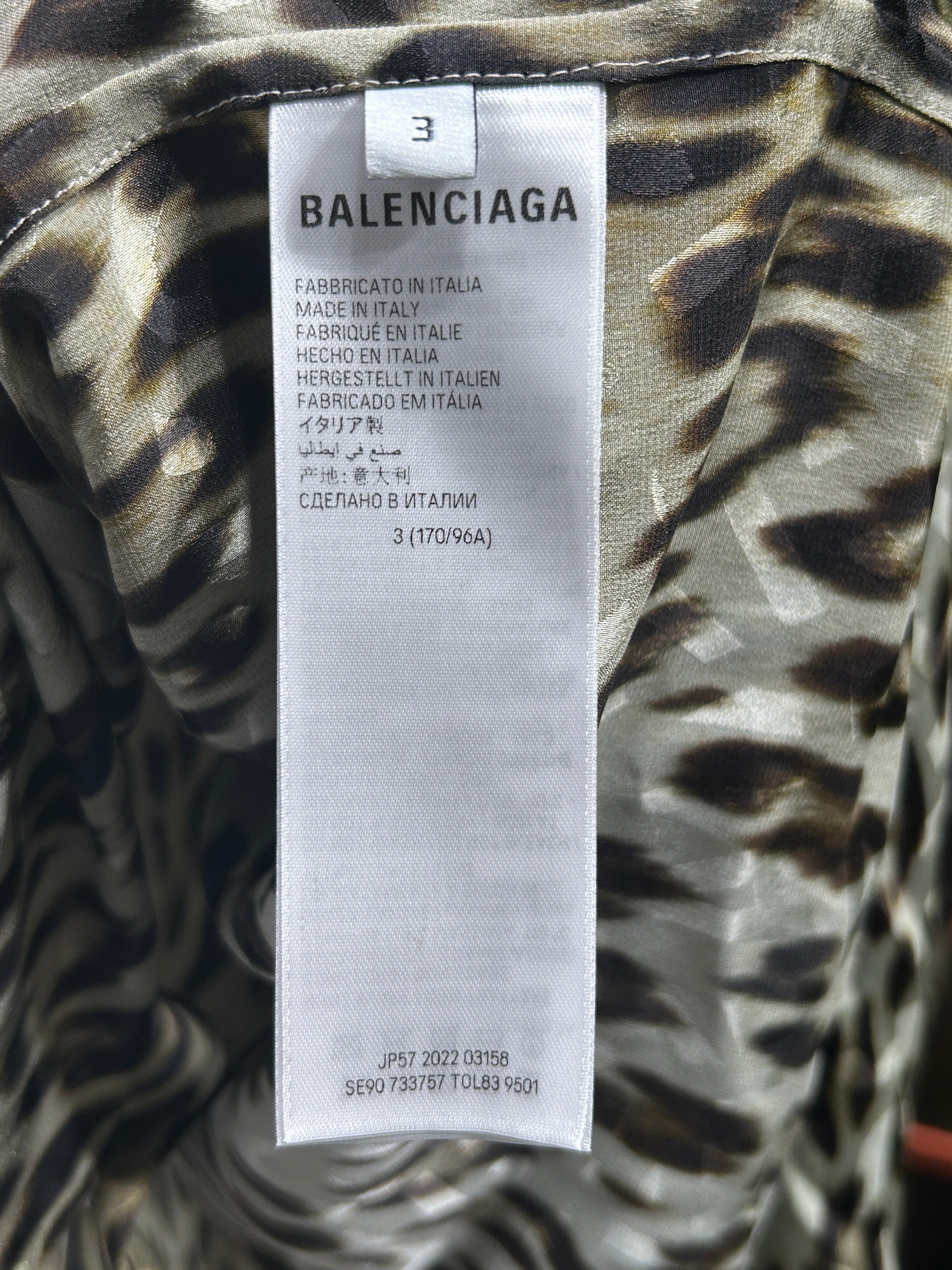 BALENCIAGA/LS Shirt/3/Silk/BRW/Animal Pattern/ view 4
