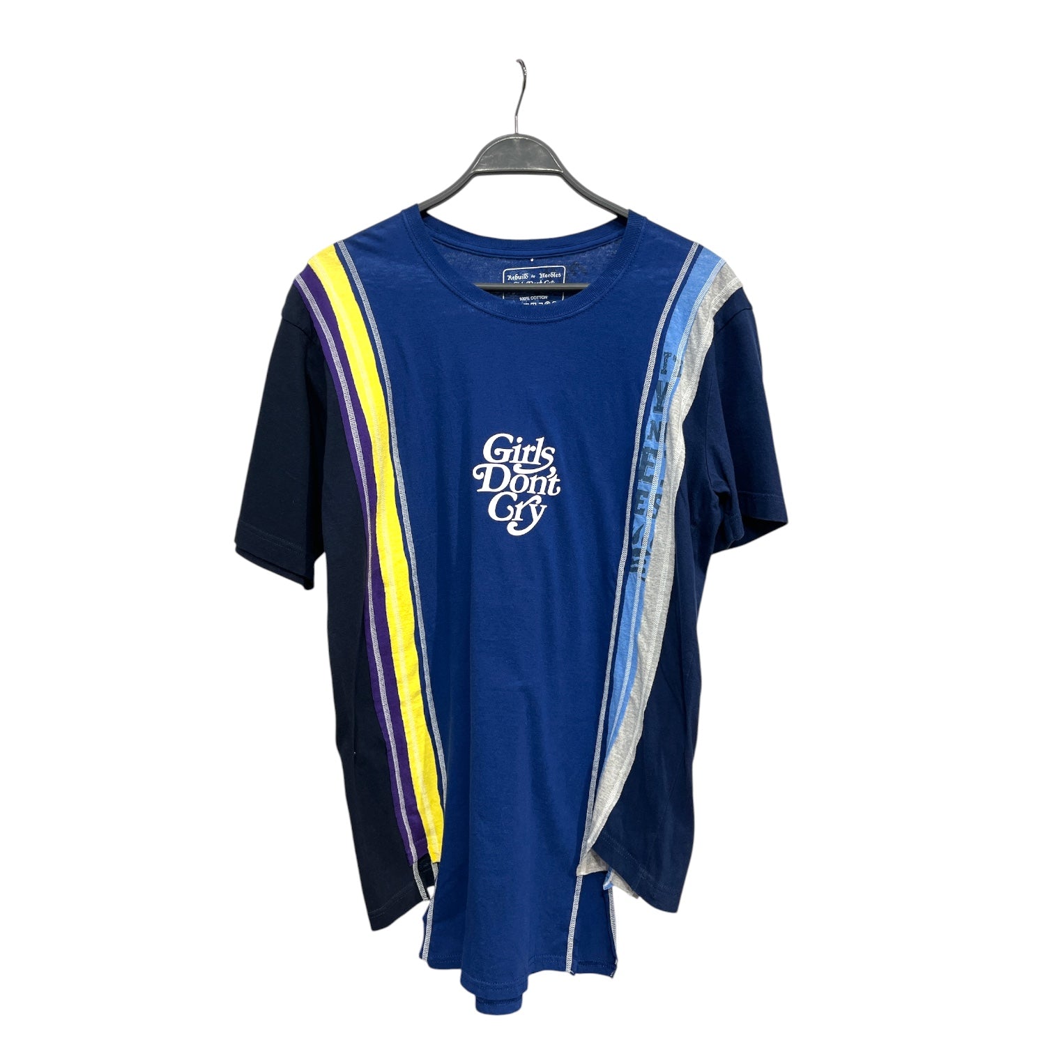 Needles/Girls Don't Cry/T-Shirt/L/Cotton/BLU/Stripe/MULTI TEXTILE TEE/STRIPE view 1