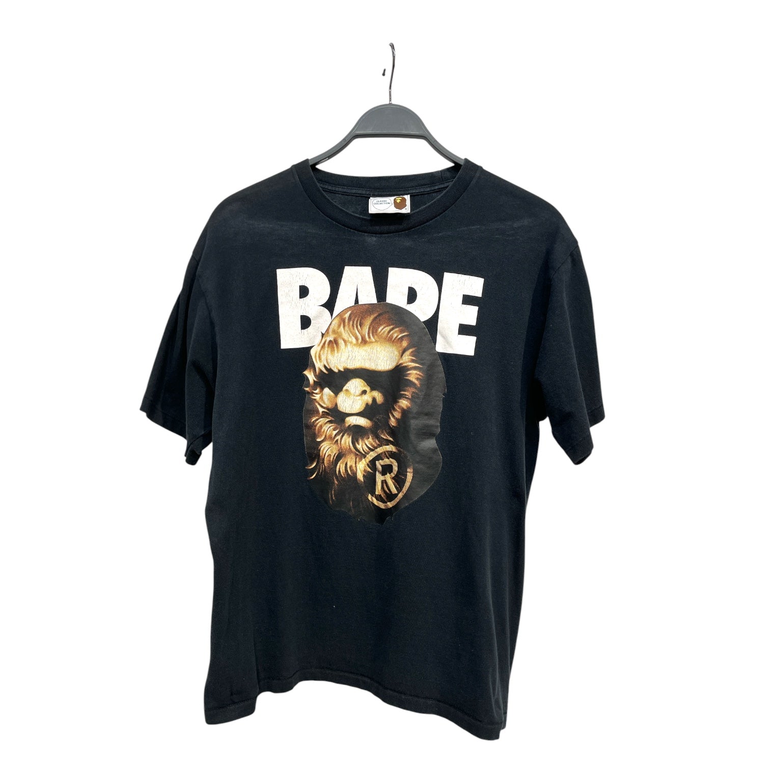 A BATHING APE/T-Shirt/L/Cotton/BLK/Graphic/CRACKED BAPE HEAD LOGO view 1
