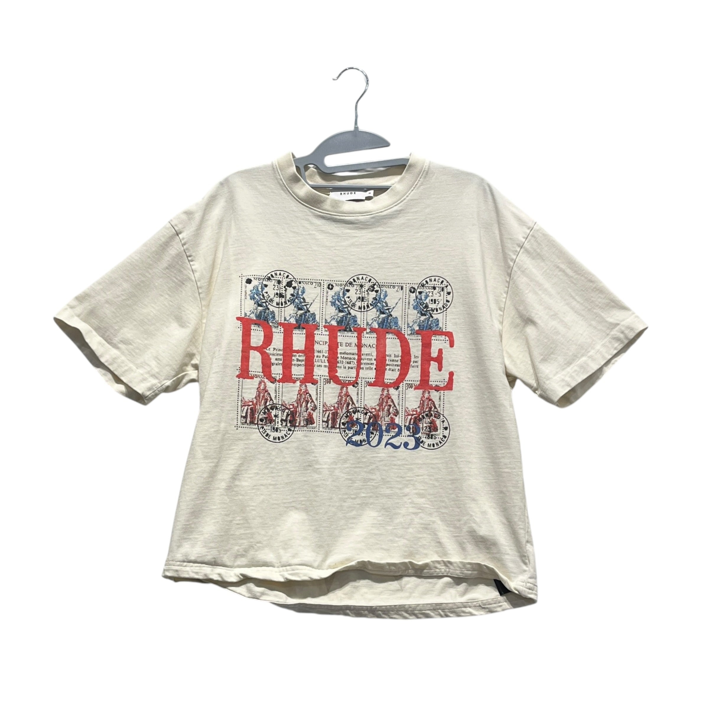 RHUDE/T-Shirt/XS/Cotton/WHT/Graphic/Stamp Tee Tailored in Vtg WHT view 1