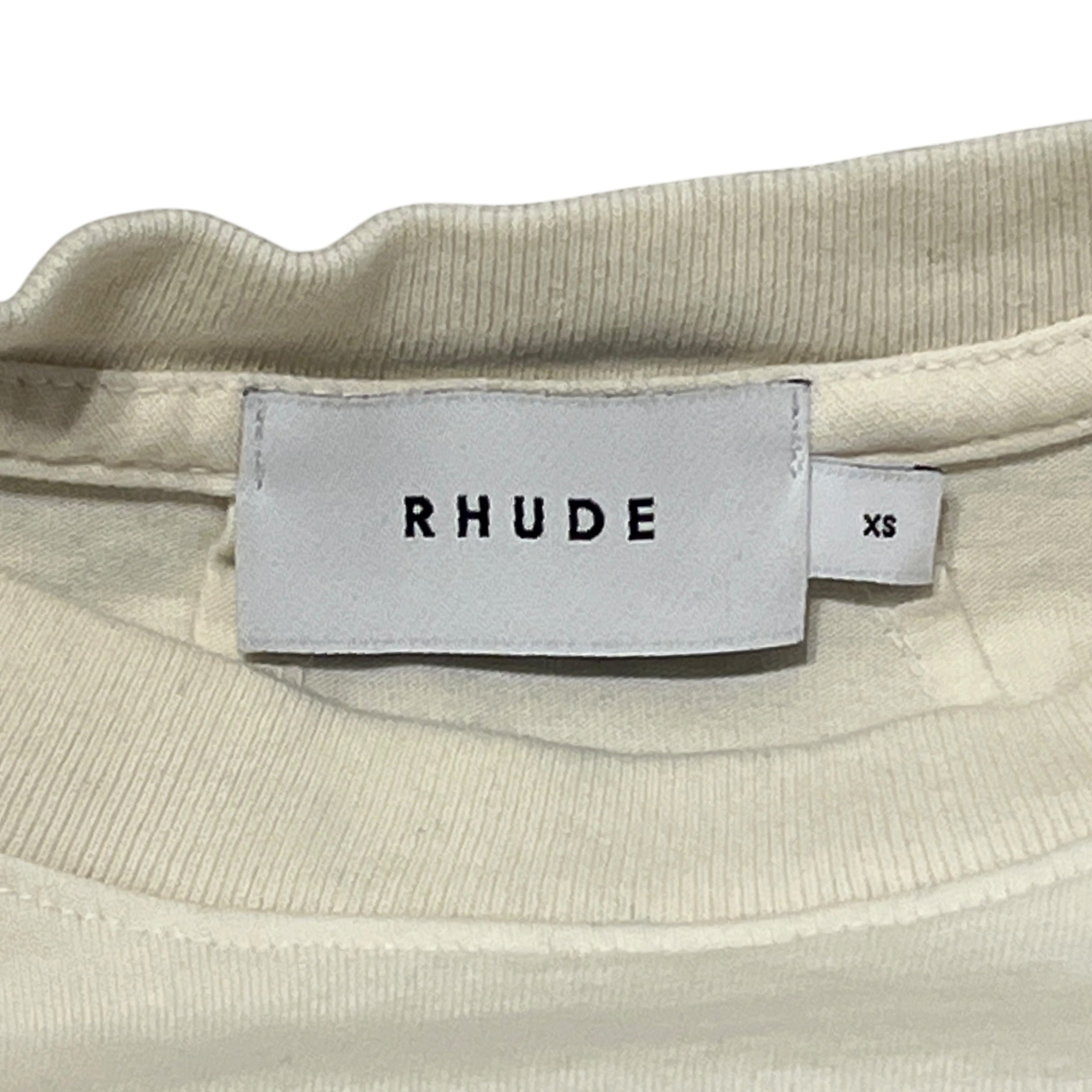 RHUDE/T-Shirt/XS/Cotton/WHT/Graphic/Stamp Tee Tailored in Vtg WHT view 3