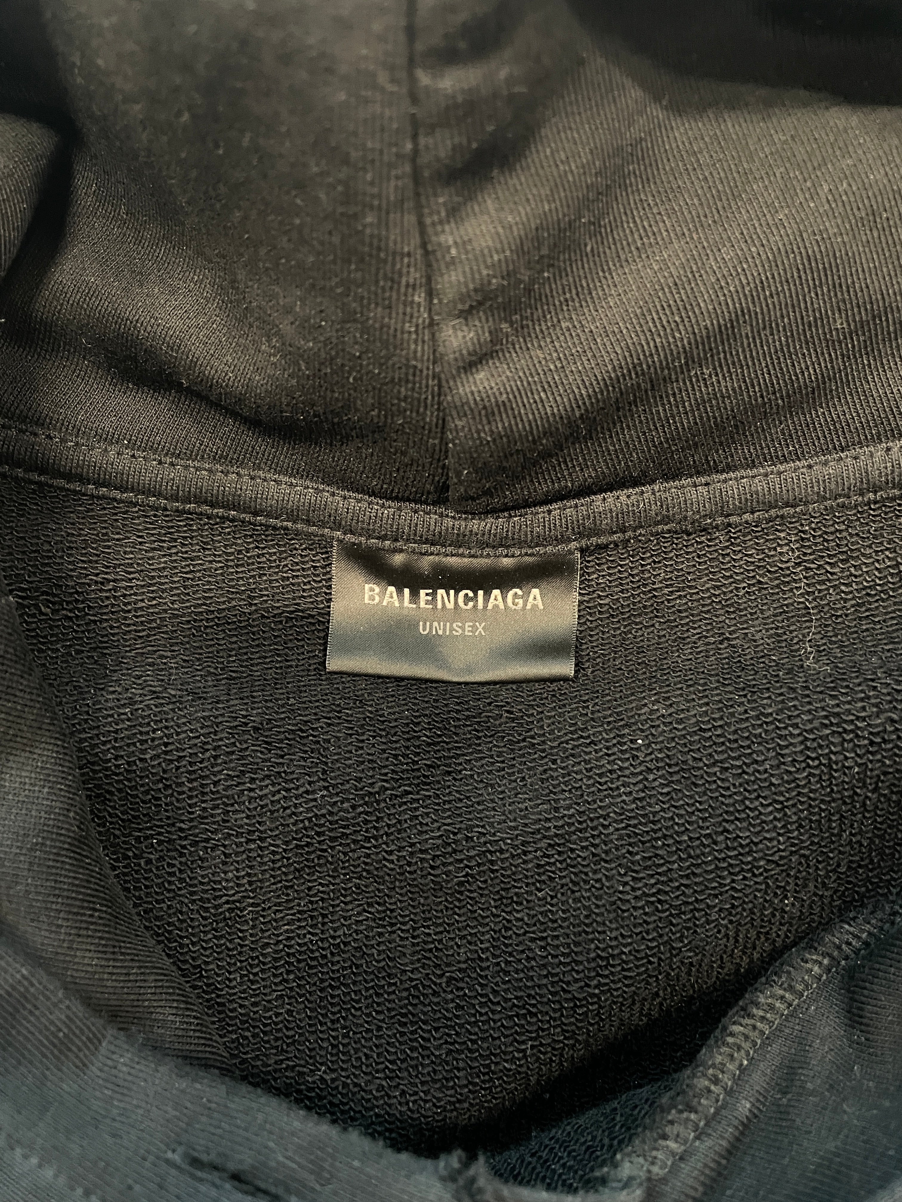 BALENCIAGA/Hoodie/L/Cotton/BLK/DISTRESSED LOGO BLACK view 3
