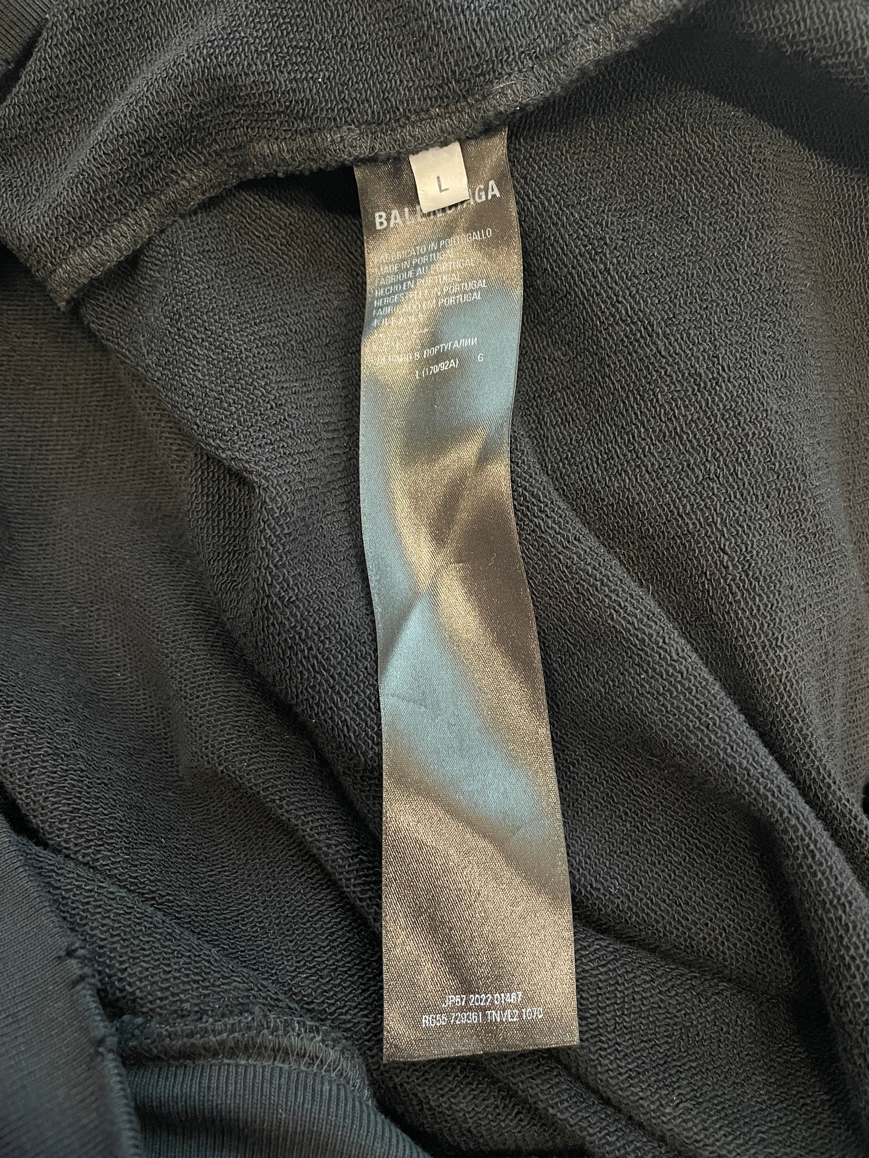 BALENCIAGA/Hoodie/L/Cotton/BLK/DISTRESSED LOGO BLACK view 4