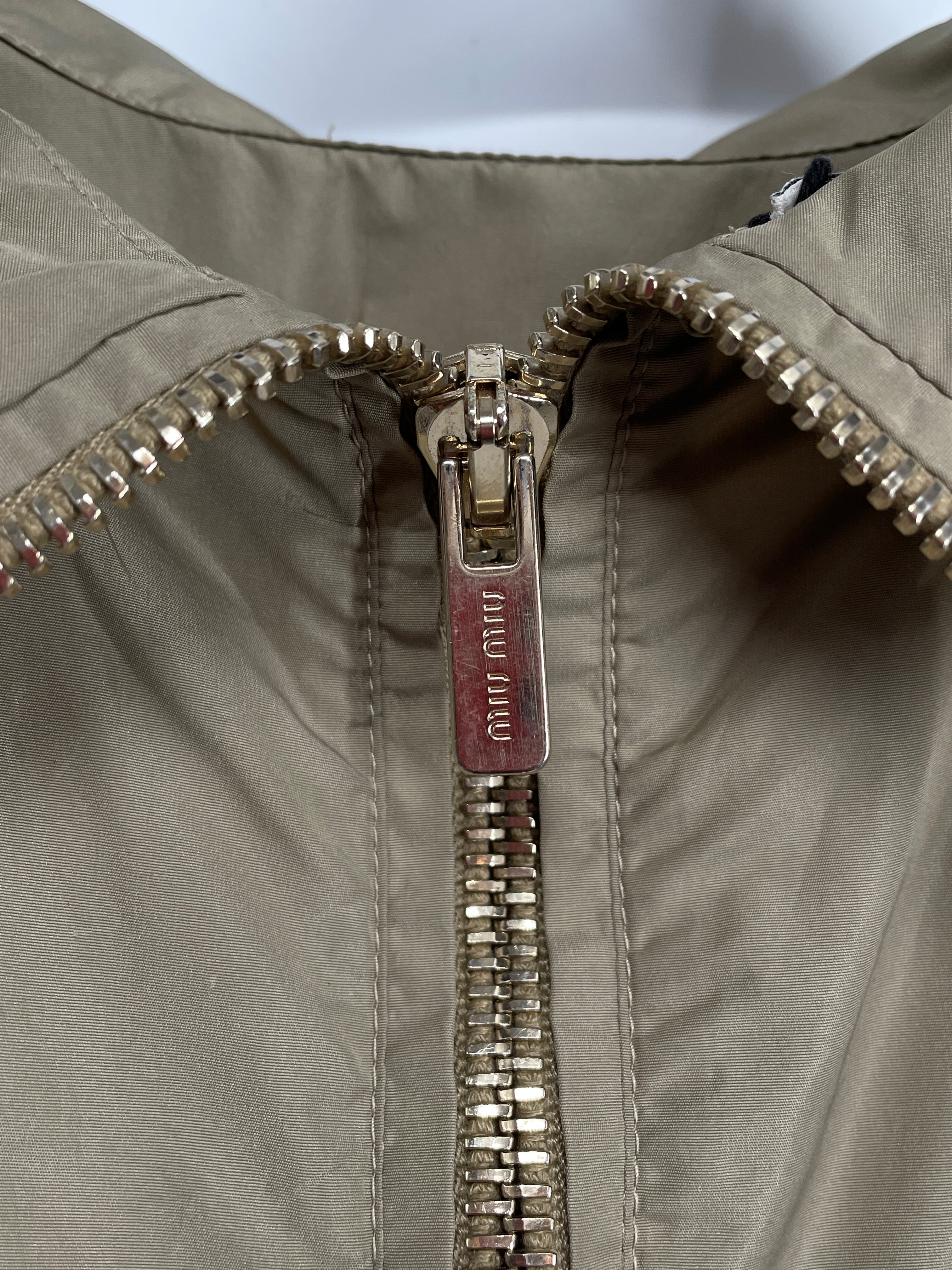 MIU MIU/Jacket/38/Polyester/GRN/GOLD BK ZIPPER/SCRUNCHED WAIST view 2