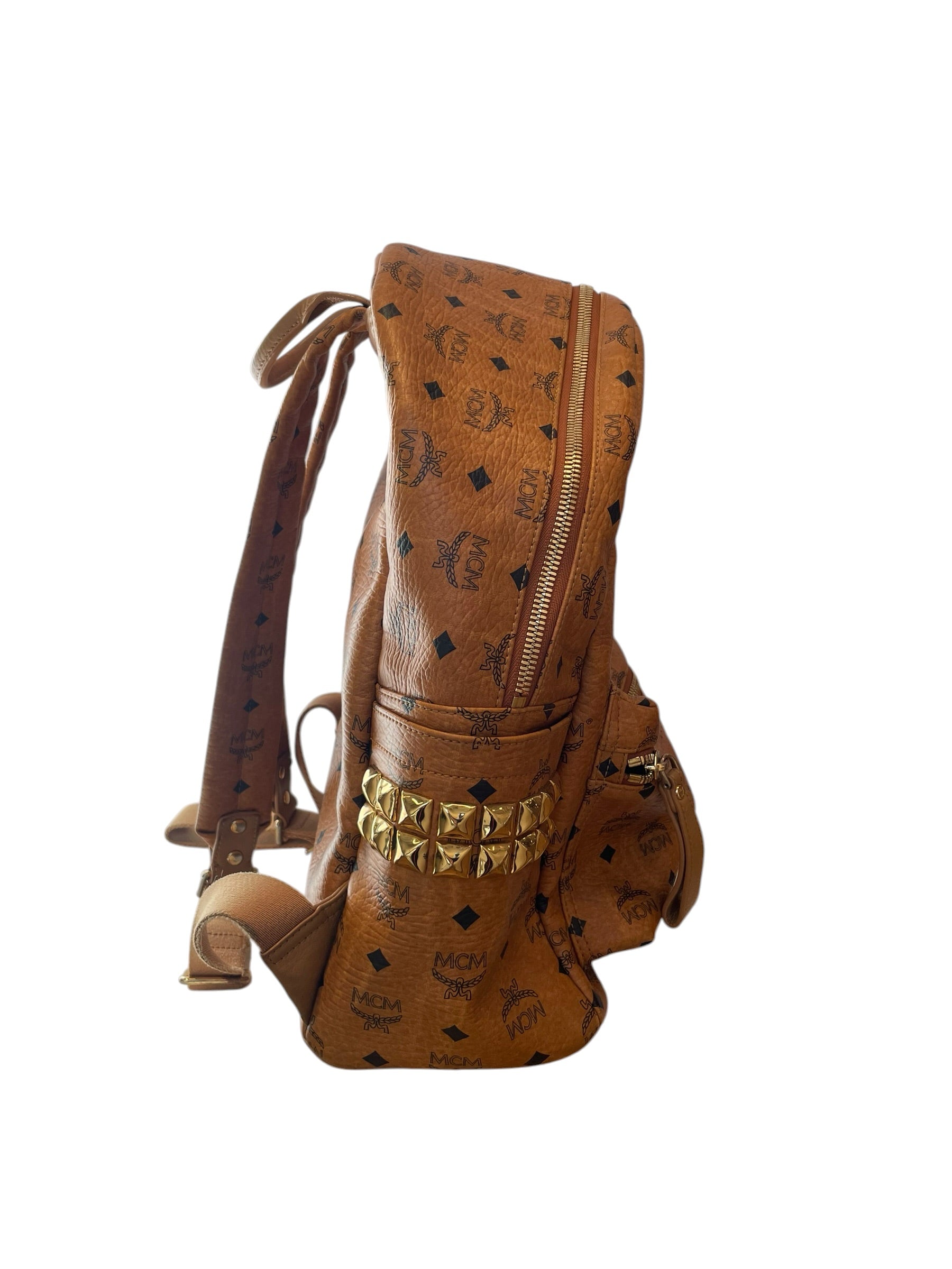 MCM/Backpack/All Over Print/Leather/CML/stark gld studs/signature mono view 4