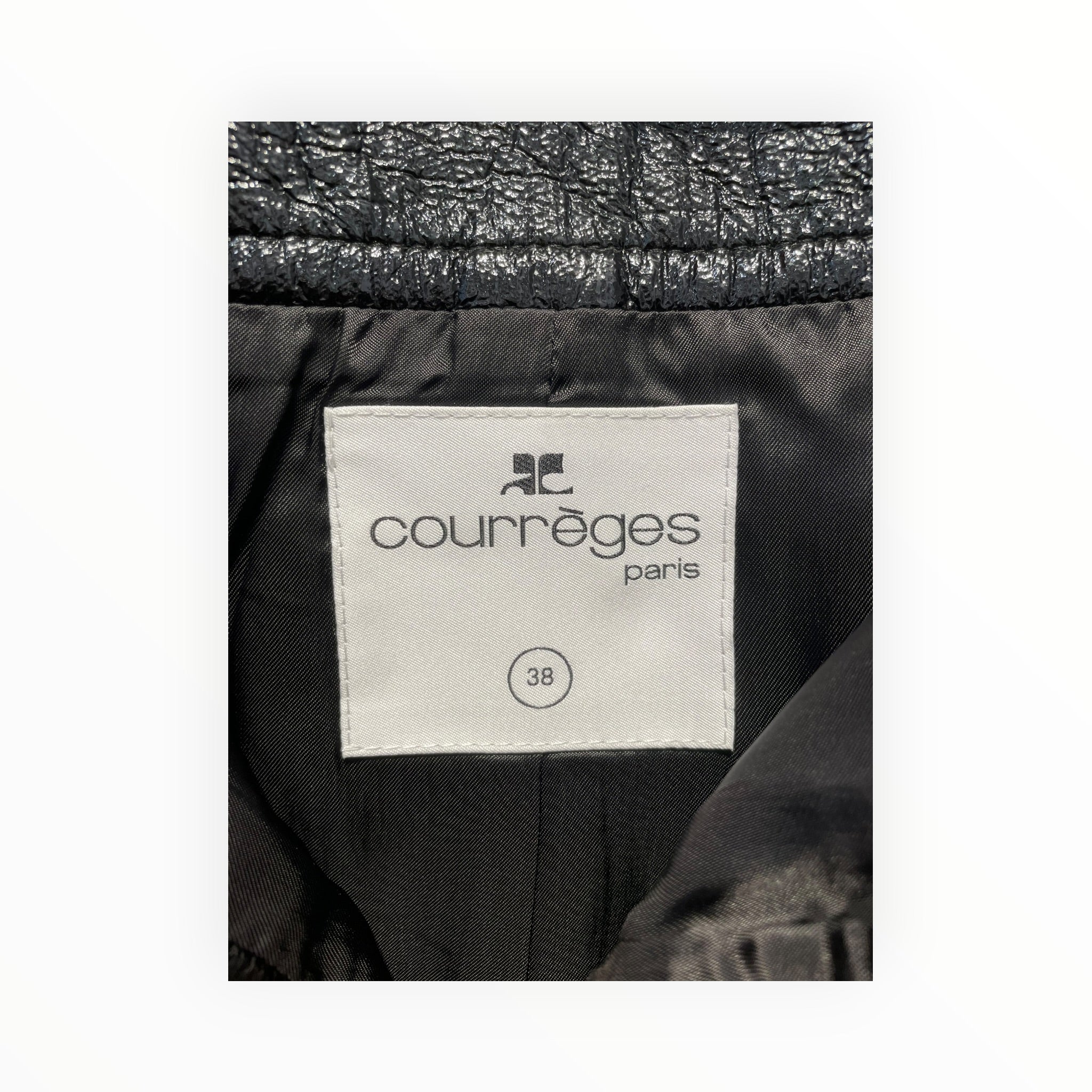 Courreges/Skirt/38/Polyester/BLK/FAUX LEATHER SKIRT view 3