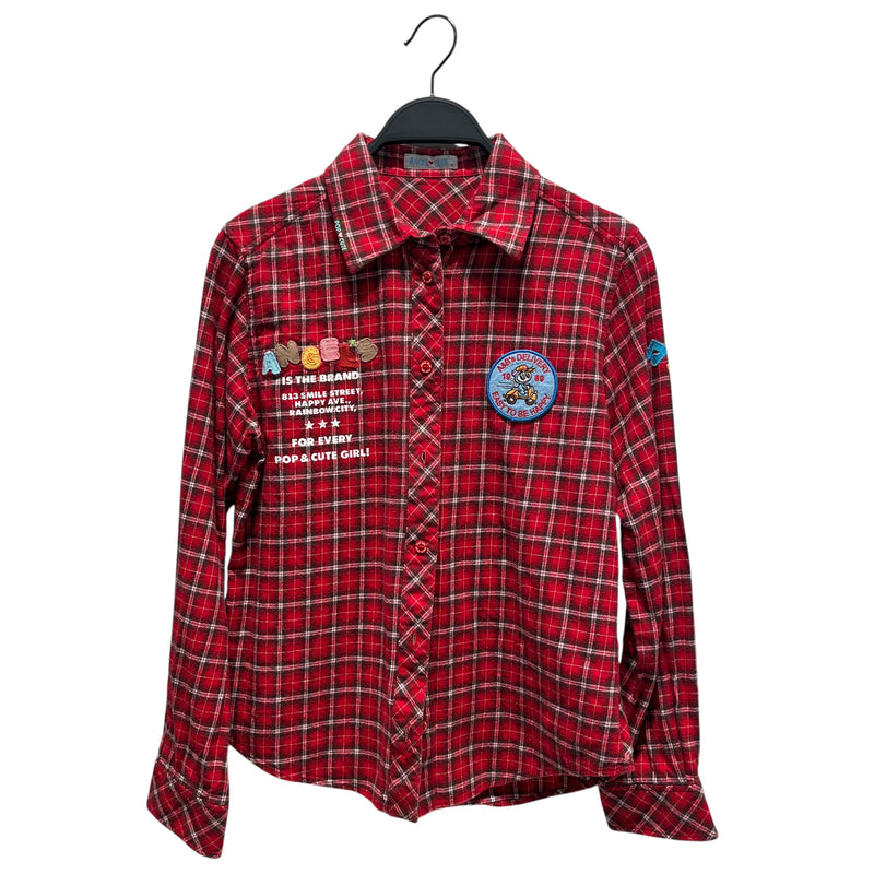 Angel Blue/Blouse/XS/Plaid/Cotton/RED/DELIVERY PATCHES