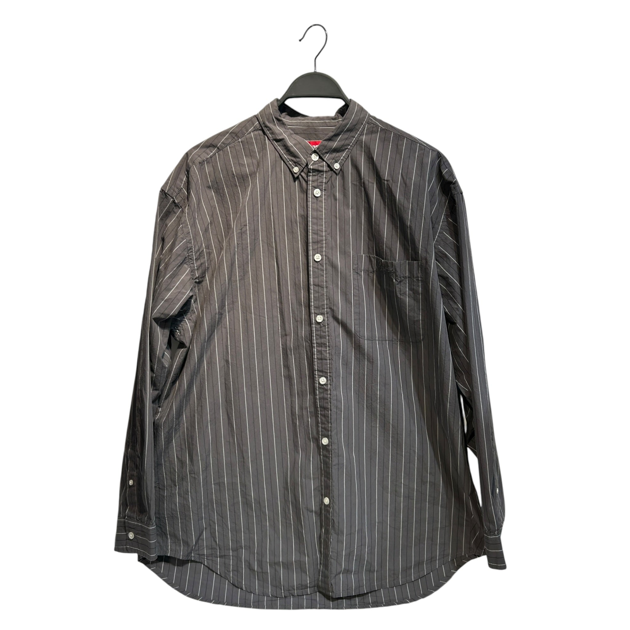 Supreme/LS Shirt/L/Cotton/GRY/Stripe/Pinstripe Overside Button up view 1