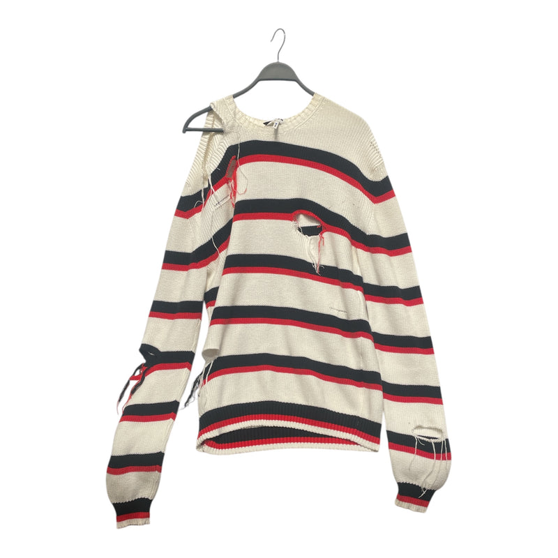 MSGM/Sweater/M/Stripe/Cotton/WHT/knit sweater red black white