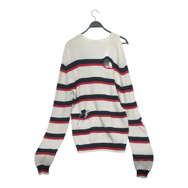 MSGM/Sweater/M/Stripe/Cotton/WHT/knit sweater red black white