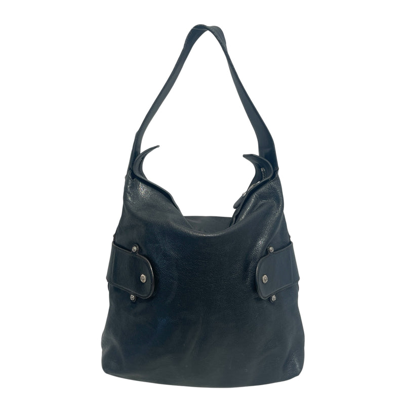 Salvatore Ferragamo/Hand Bag/Leather/BLK/Boho Silver metal logo