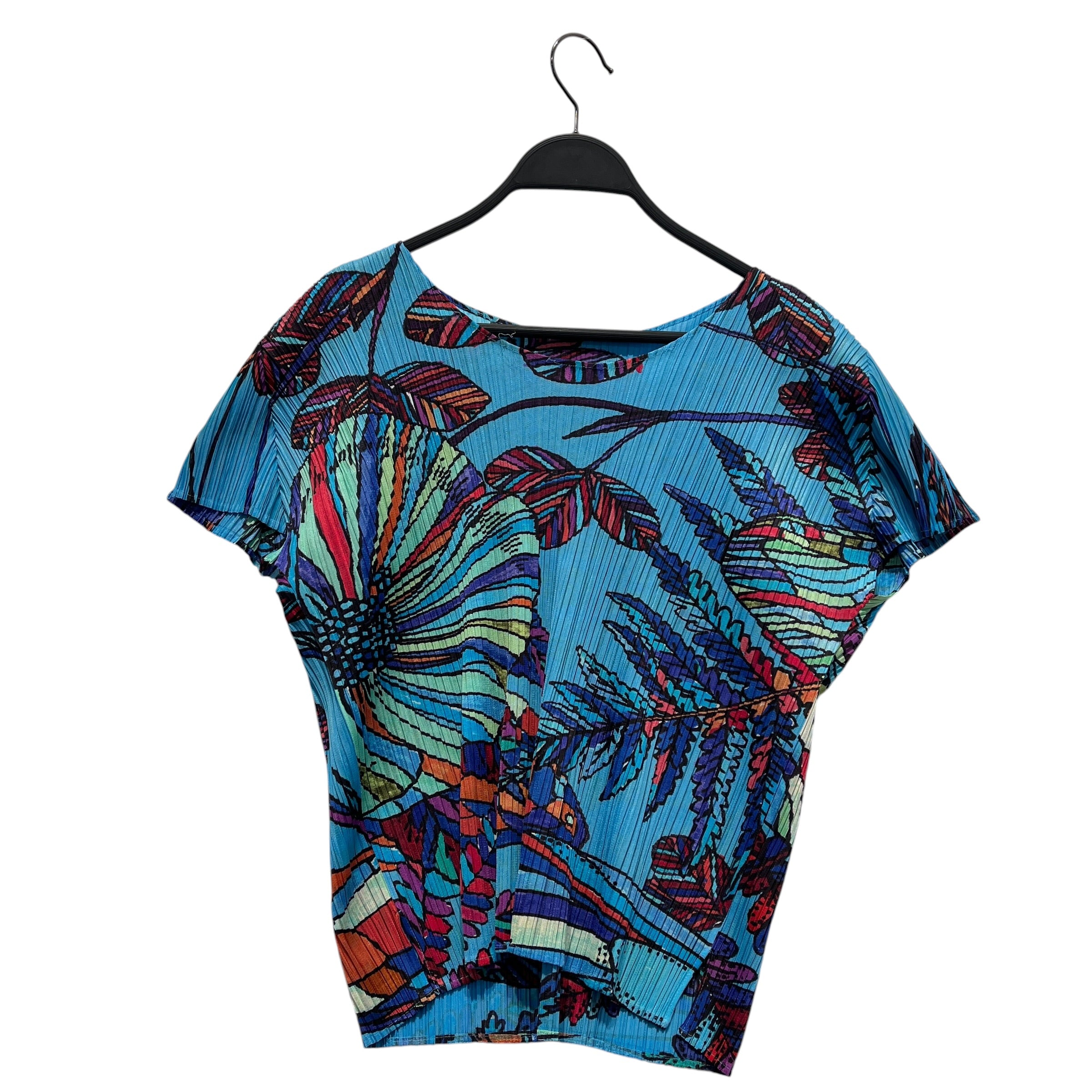 PLEATS PLEASE ISSEY MIYAKE/Blouse/OS/Floral Pattern/Polyester/BLU/multicolor view 1