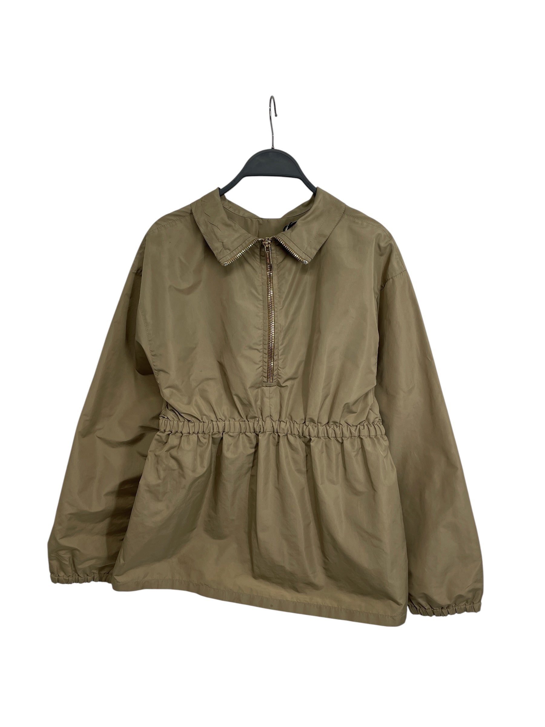 MIU MIU/Jacket/38/Polyester/GRN/GOLD BK ZIPPER/SCRUNCHED WAIST view 1