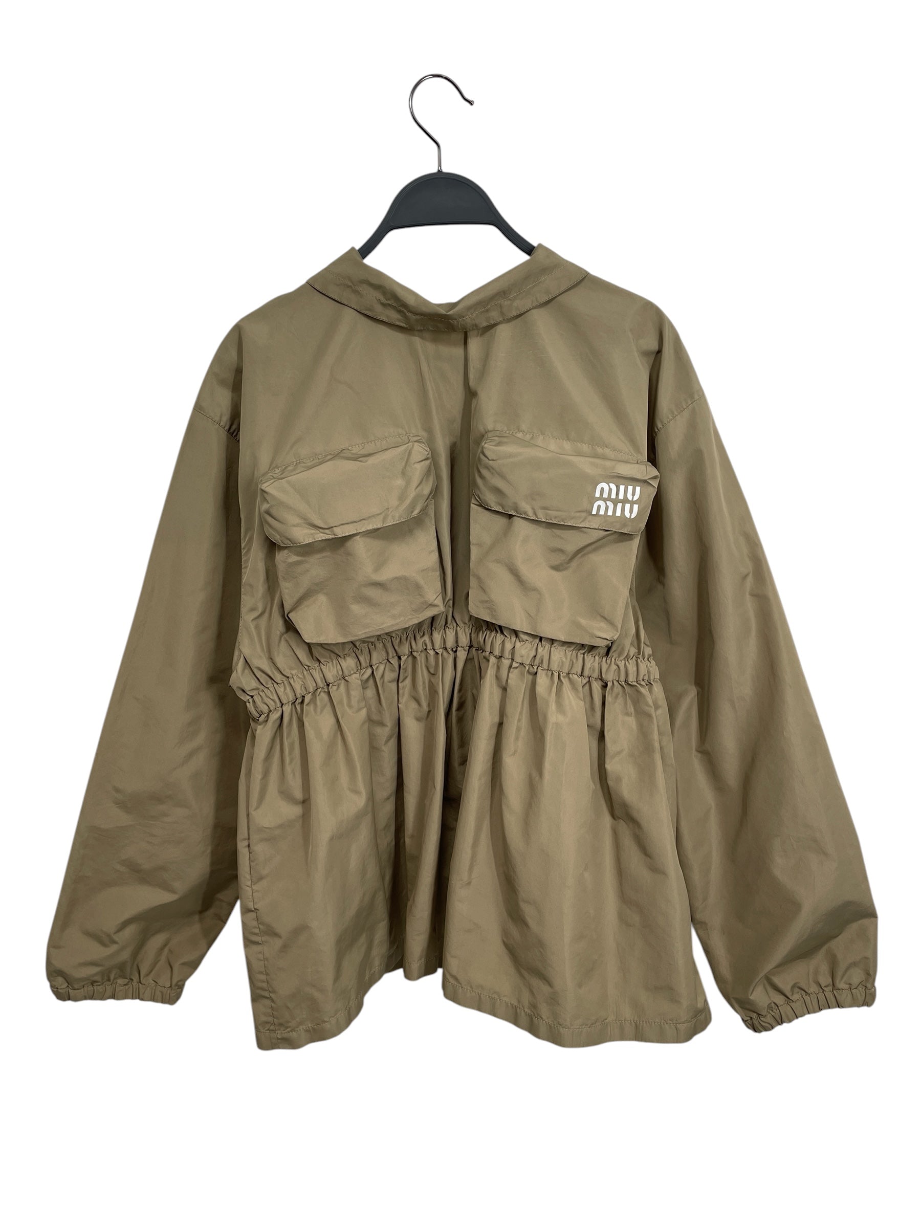 MIU MIU/Jacket/38/Polyester/GRN/GOLD BK ZIPPER/SCRUNCHED WAIST view 3