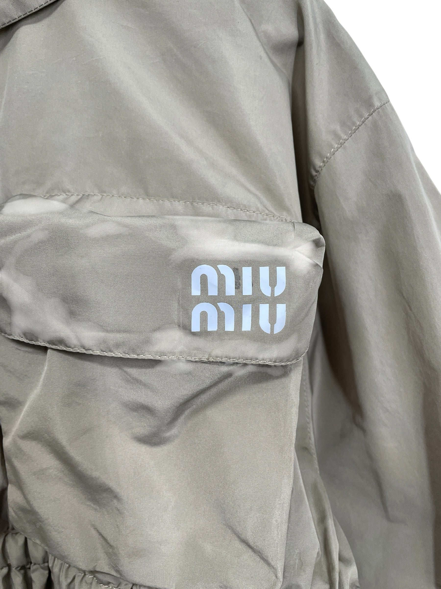 MIU MIU/Jacket/38/Polyester/GRN/GOLD BK ZIPPER/SCRUNCHED WAIST view 4