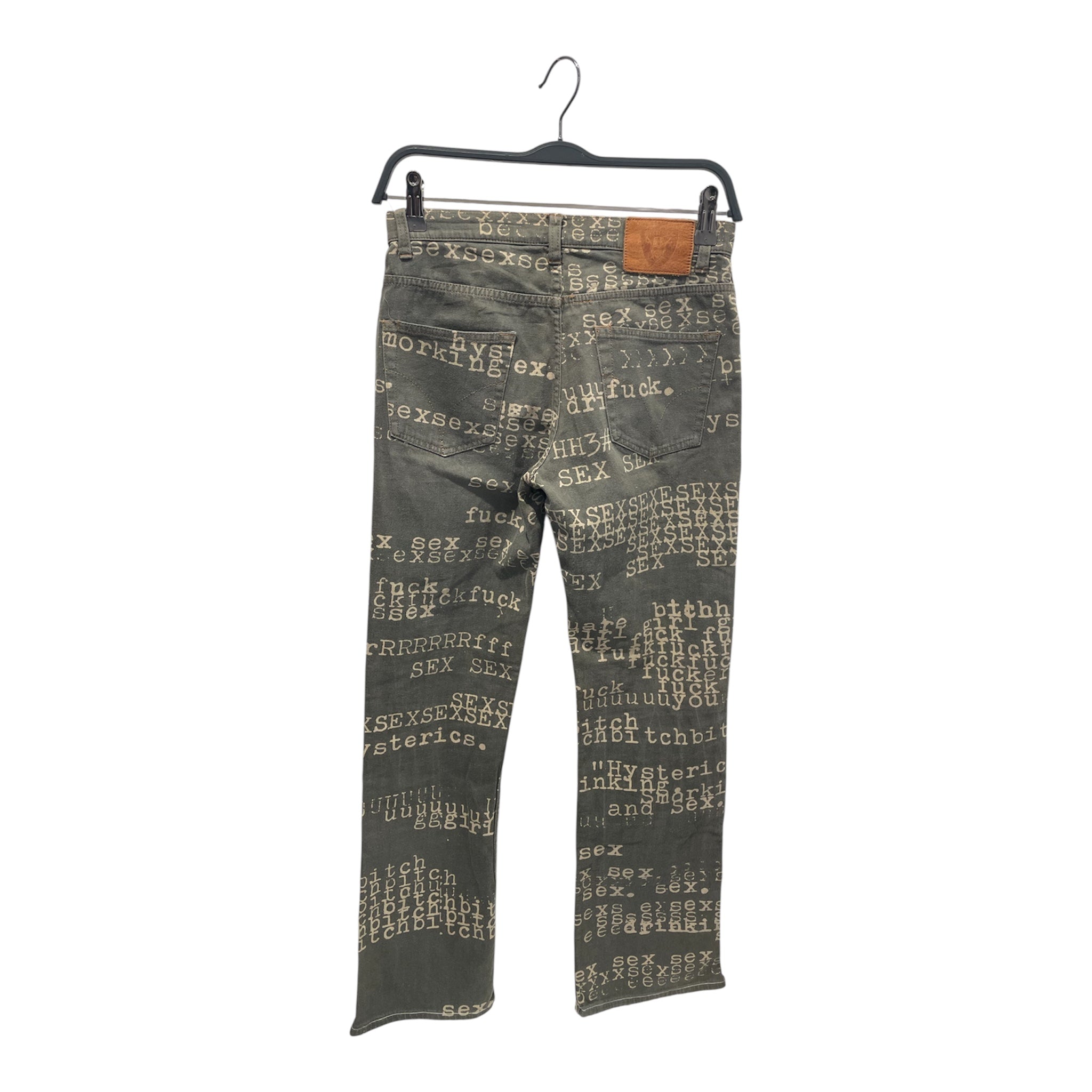 HYSTERIC GLAMOUR/Skinny Pants/26/All Over Print/Cotton/GRY/Button Fly/typewriter denim jeans view 2