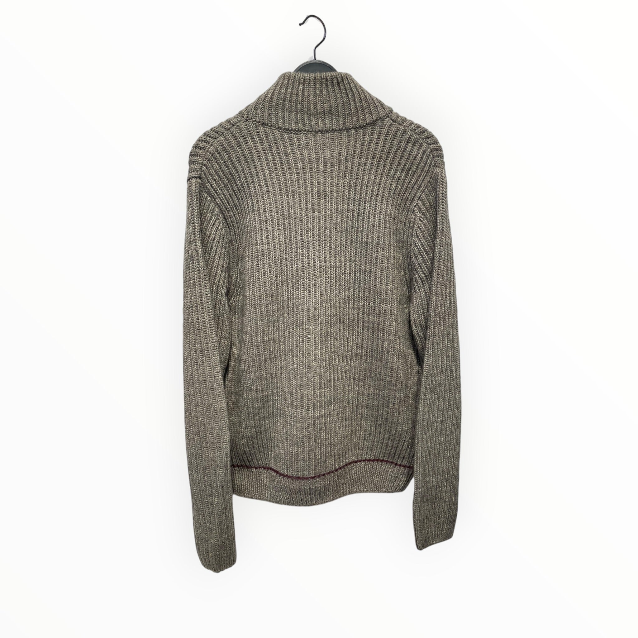 COLD METHOD/Sweater/XXL/Wool/KHK/HIGH COLLAR BUTTON UP DETAIL view 2