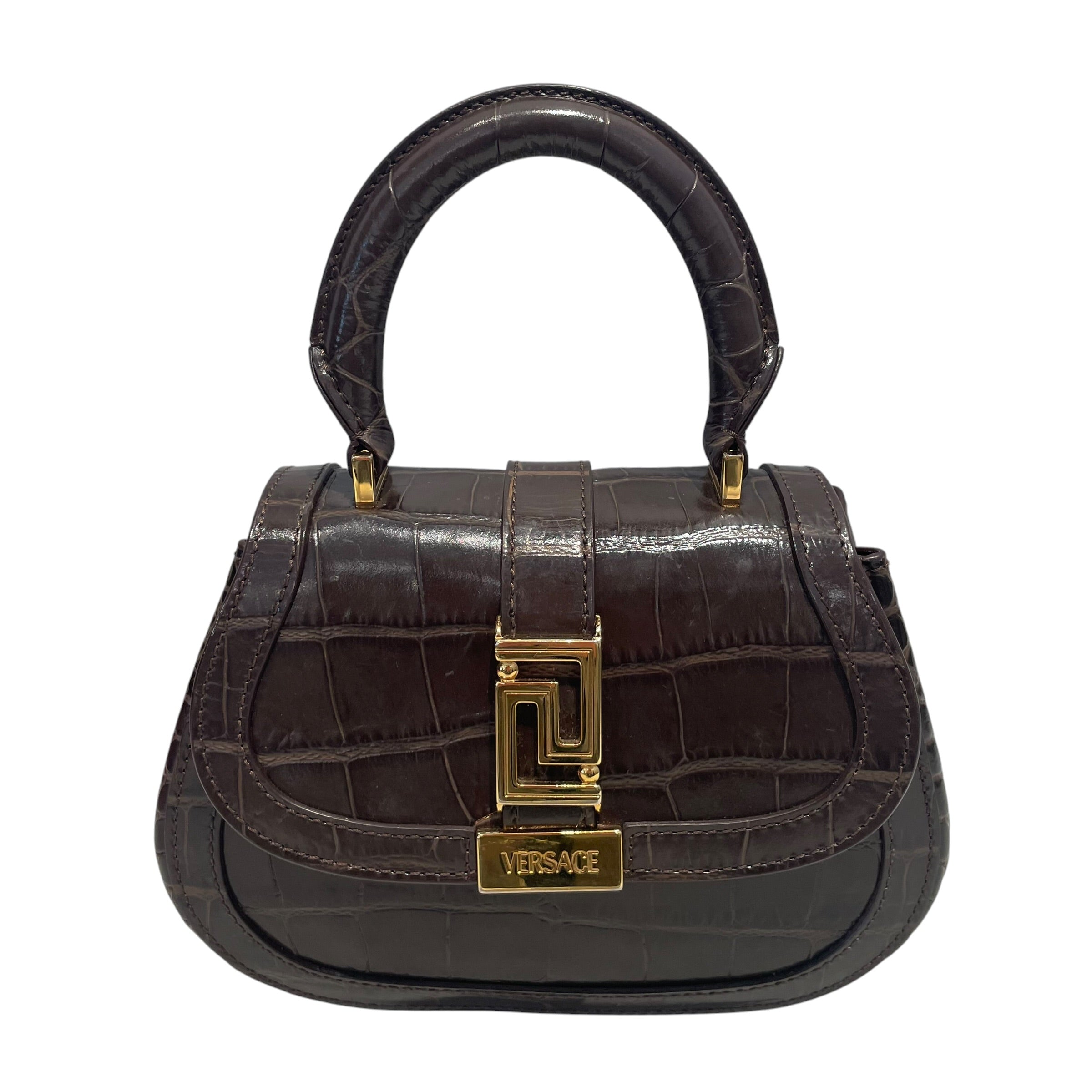 VERSACE/Hand Bag/Leather/BRW/Greca Goddess Mini Croc view 1