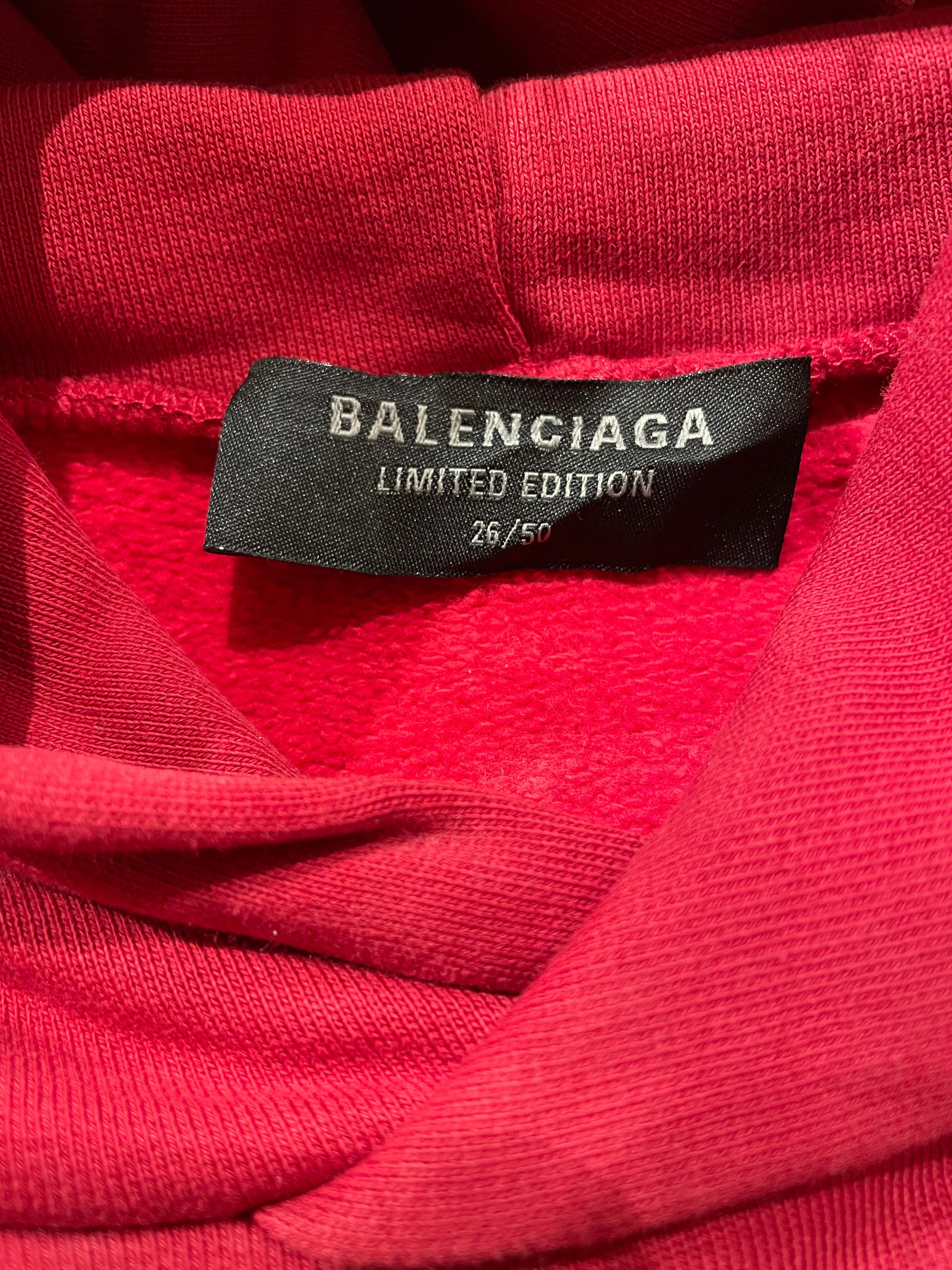 BALENCIAGA/Hoodie/L/Cotton/RED/Red Split Hoodie Limited 26/50 view 3