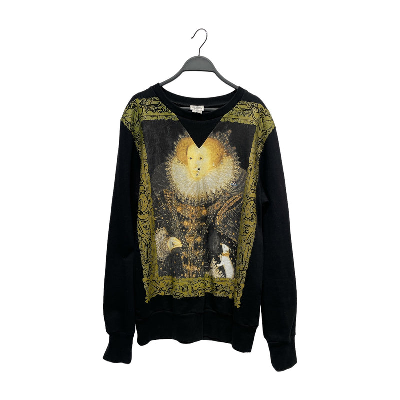 Vivienne Westwood MAN/Sweater/L/Graphic/Cotton/BLK/Queen Elizabeth safety pin