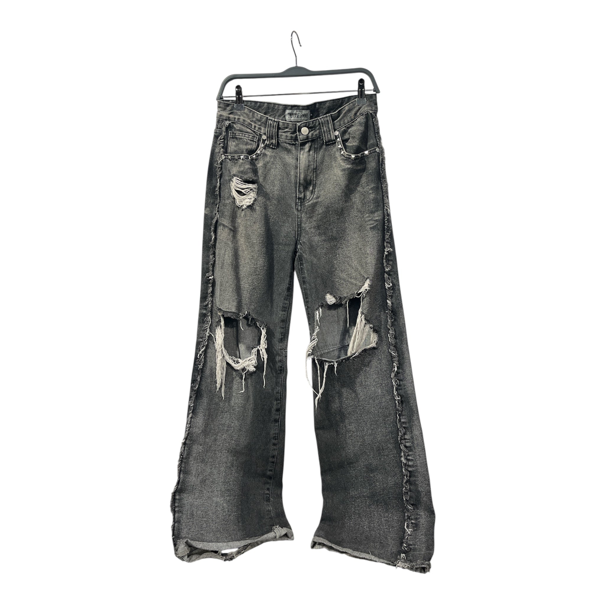 SPIRITUAL WAR/Pants/M/Cotton/GRY/Baggy Distressed Denims view 1
