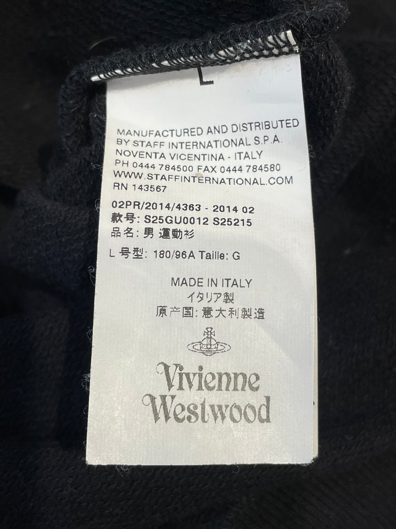 Vivienne Westwood MAN/Sweater/L/Graphic/Cotton/BLK/Queen Elizabeth safety pin