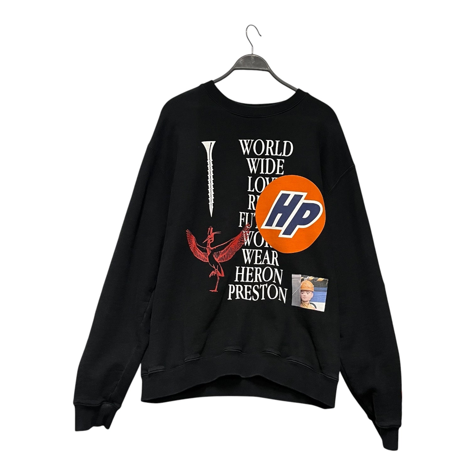 HERON PRESTON/Sweatshirt/L/Graphic/Cotton/BLK/world wide love view 1