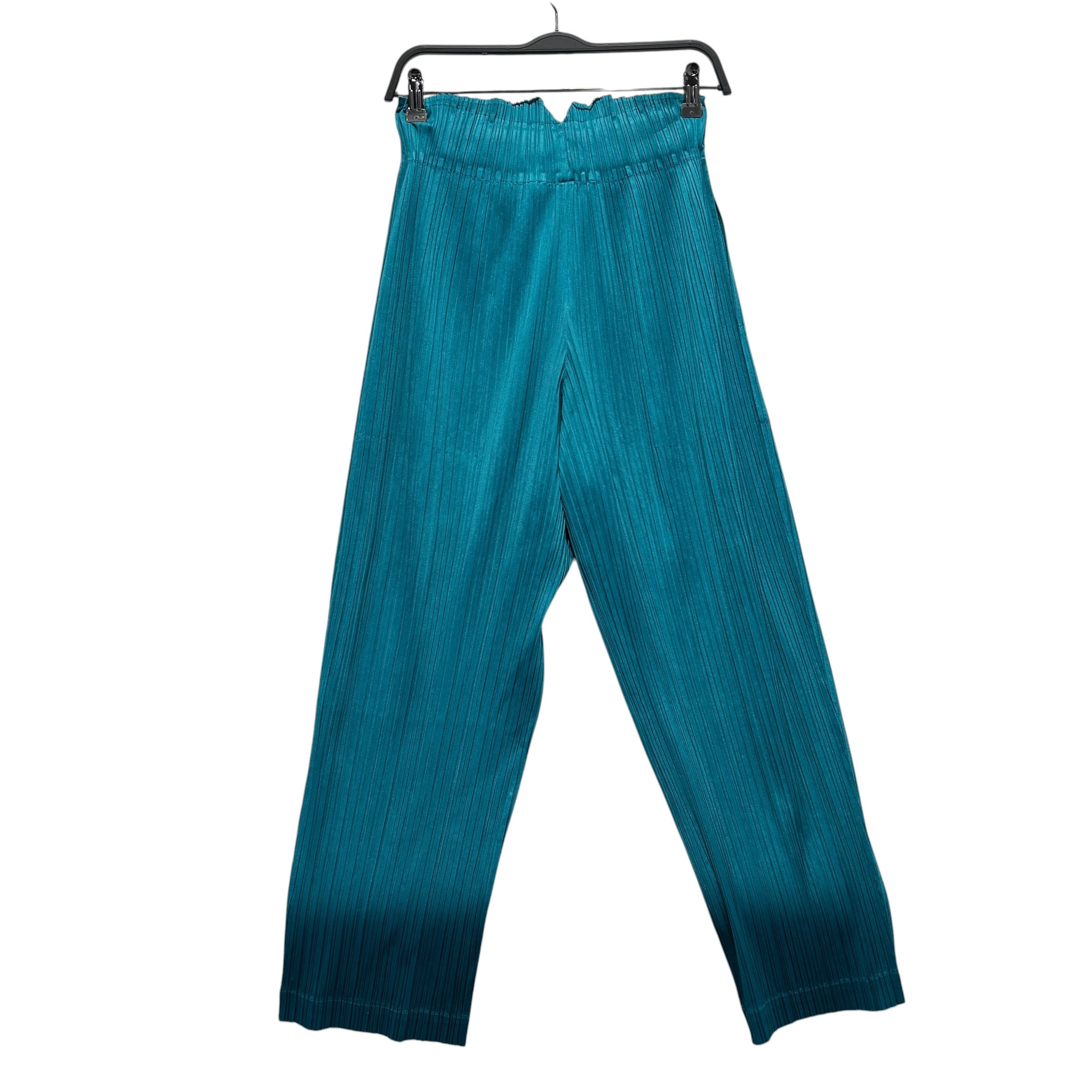 PLEATS PLEASE ISSEY MIYAKE/Bottoms/FREE/Polyester/BLU/tapered high waist turquoise view 3