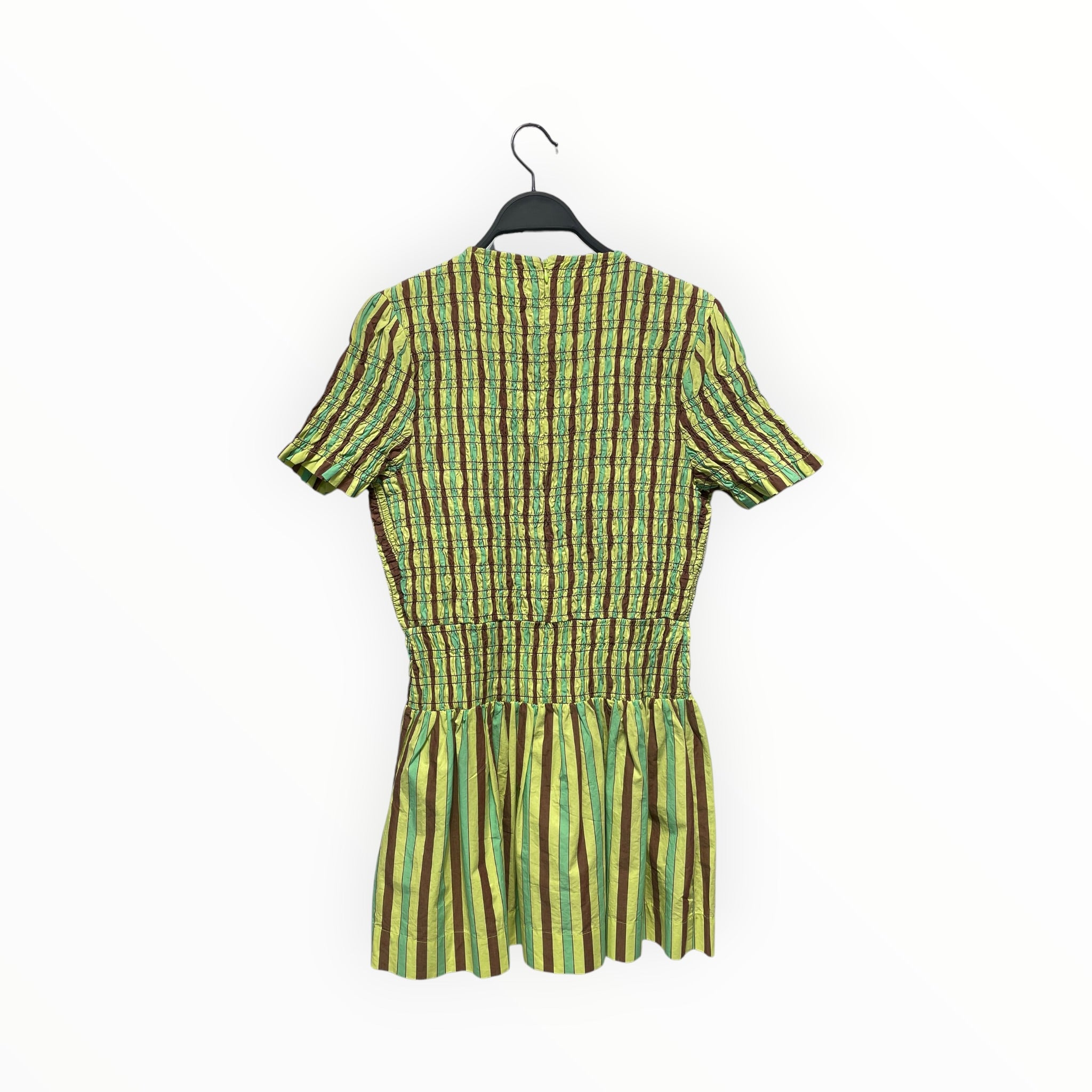 DAMSON MADDER/SS Dress/12/Stripe/Cotton/YEL/Mini Length/BOW FRONT view 2
