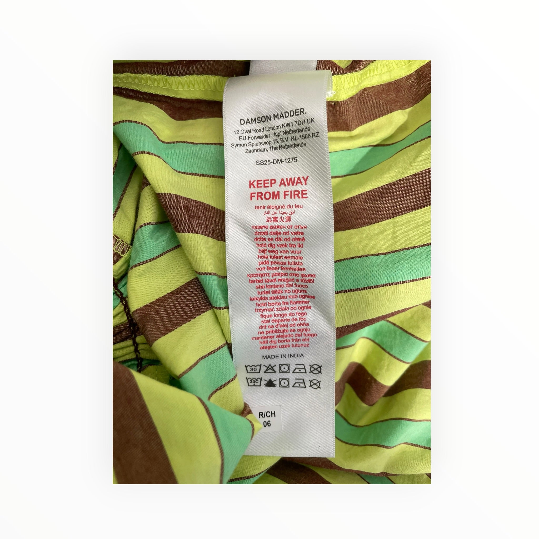 DAMSON MADDER/SS Dress/12/Stripe/Cotton/YEL/Mini Length/BOW FRONT view 4