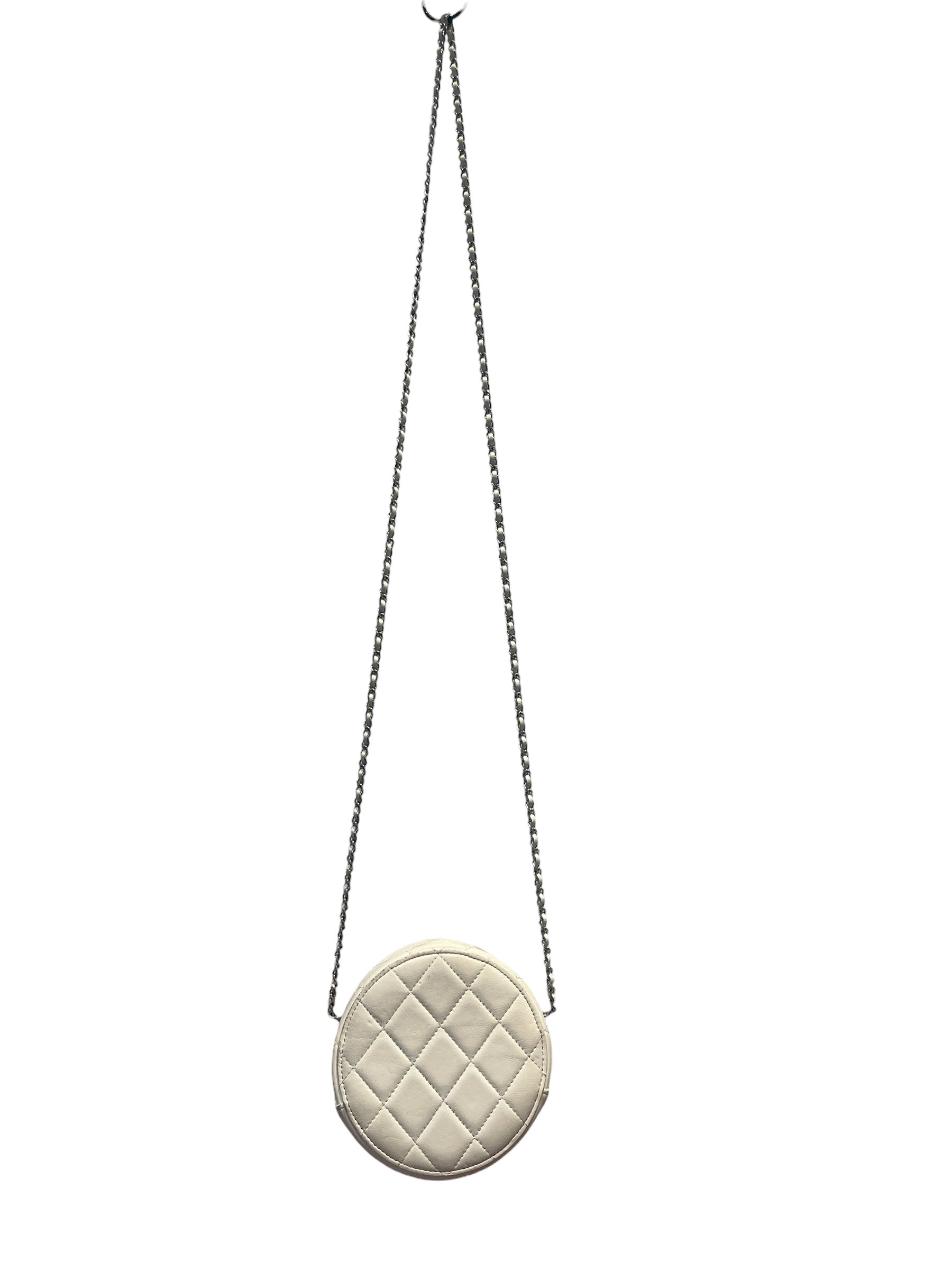 CHANEL/Cross Body Bag/Leather/WHT/LAMBSKIN SILVER HEARD FRONT view 2