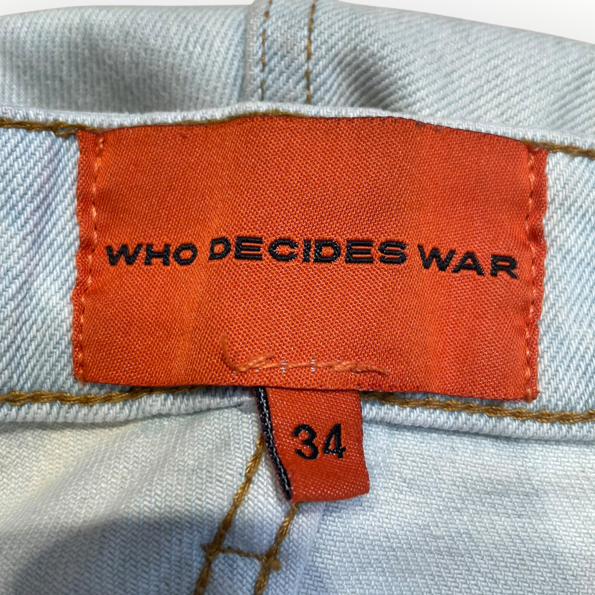 WHO DECIDES WAR/Straight Pants/34/Denim/BLU/Distressed/PATCHED JEANS view 3