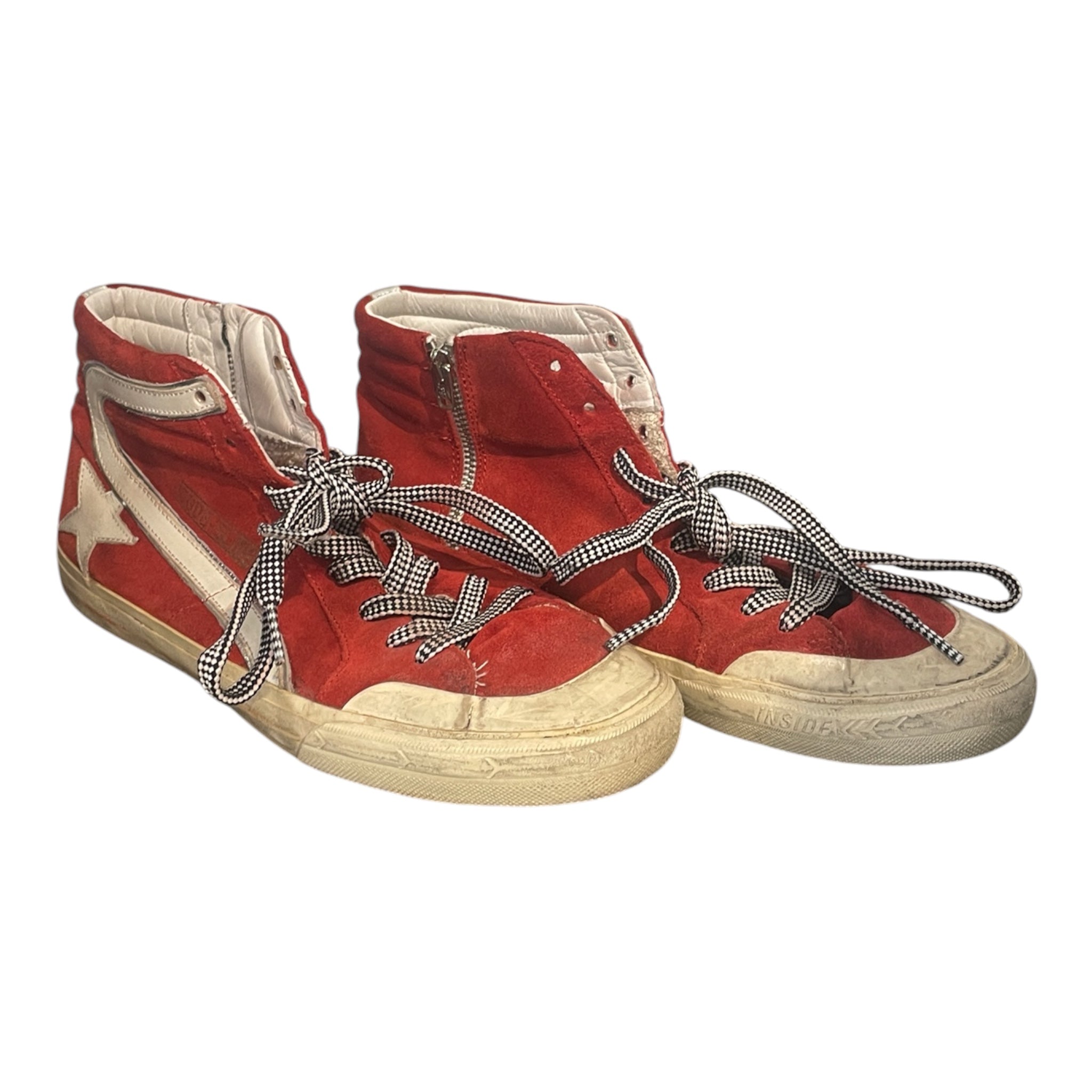 GOLDEN GOOSE/Hi-Sneakers/EU 44/Suede/RED/SK8 HIGH TRAINERS/CHECKER LACE view 1