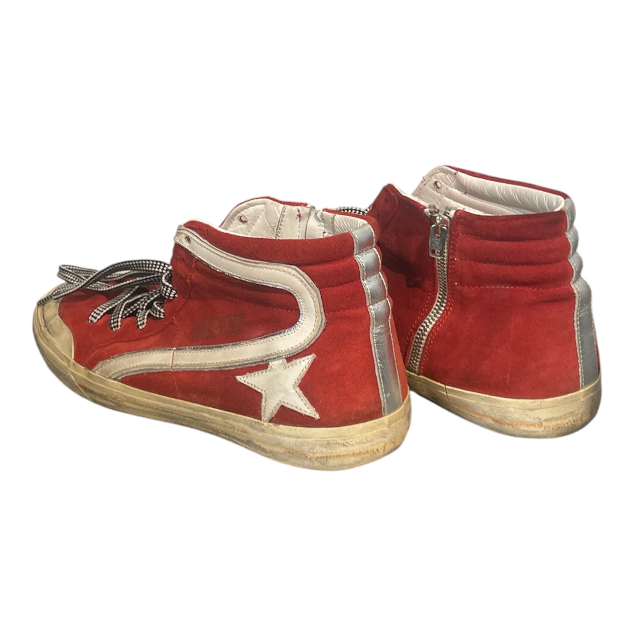 GOLDEN GOOSE/Hi-Sneakers/EU 44/Suede/RED/SK8 HIGH TRAINERS/CHECKER LACE view 2